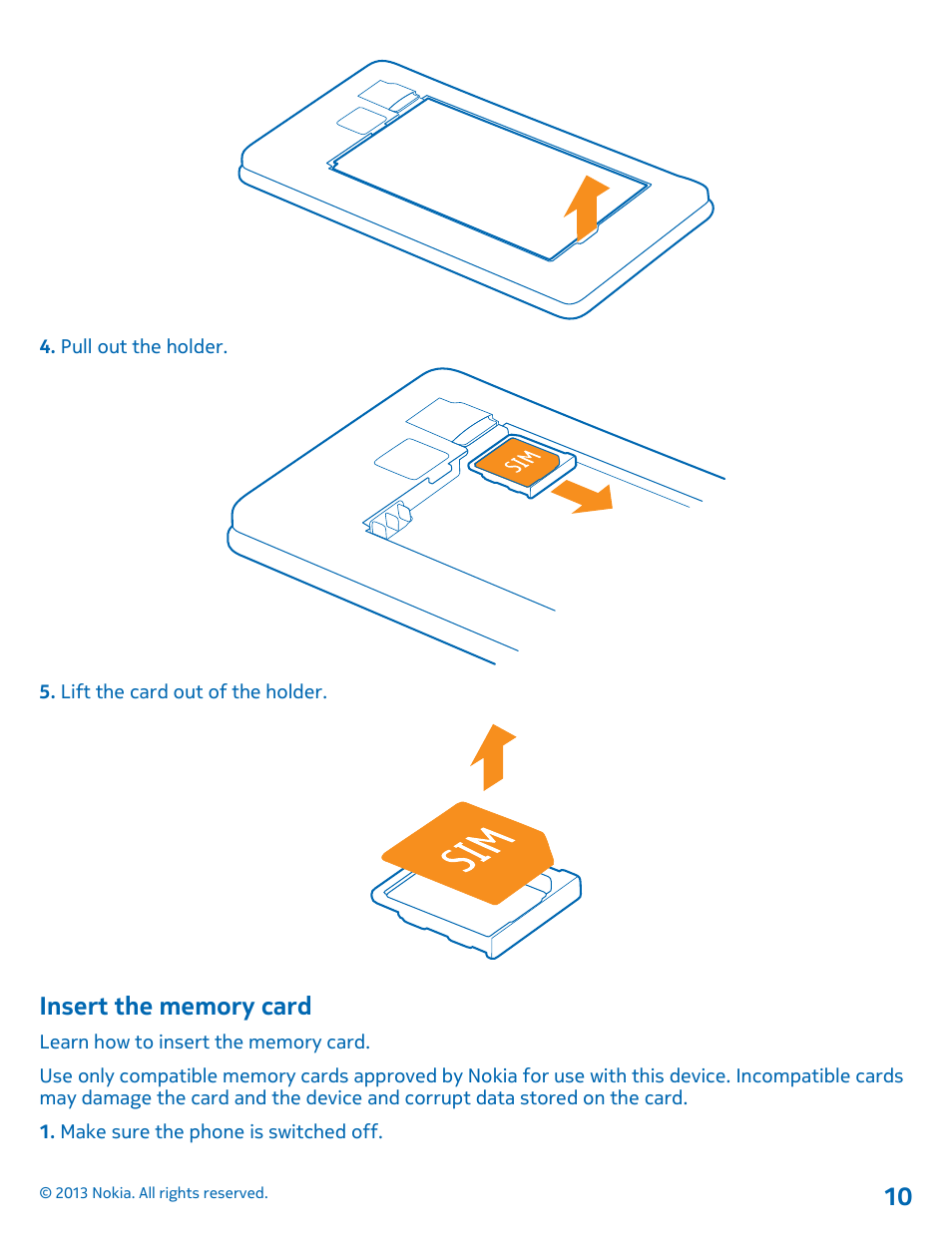 Insert the memory card | Nokia Lumia 810 User Manual | Page 10 / 116