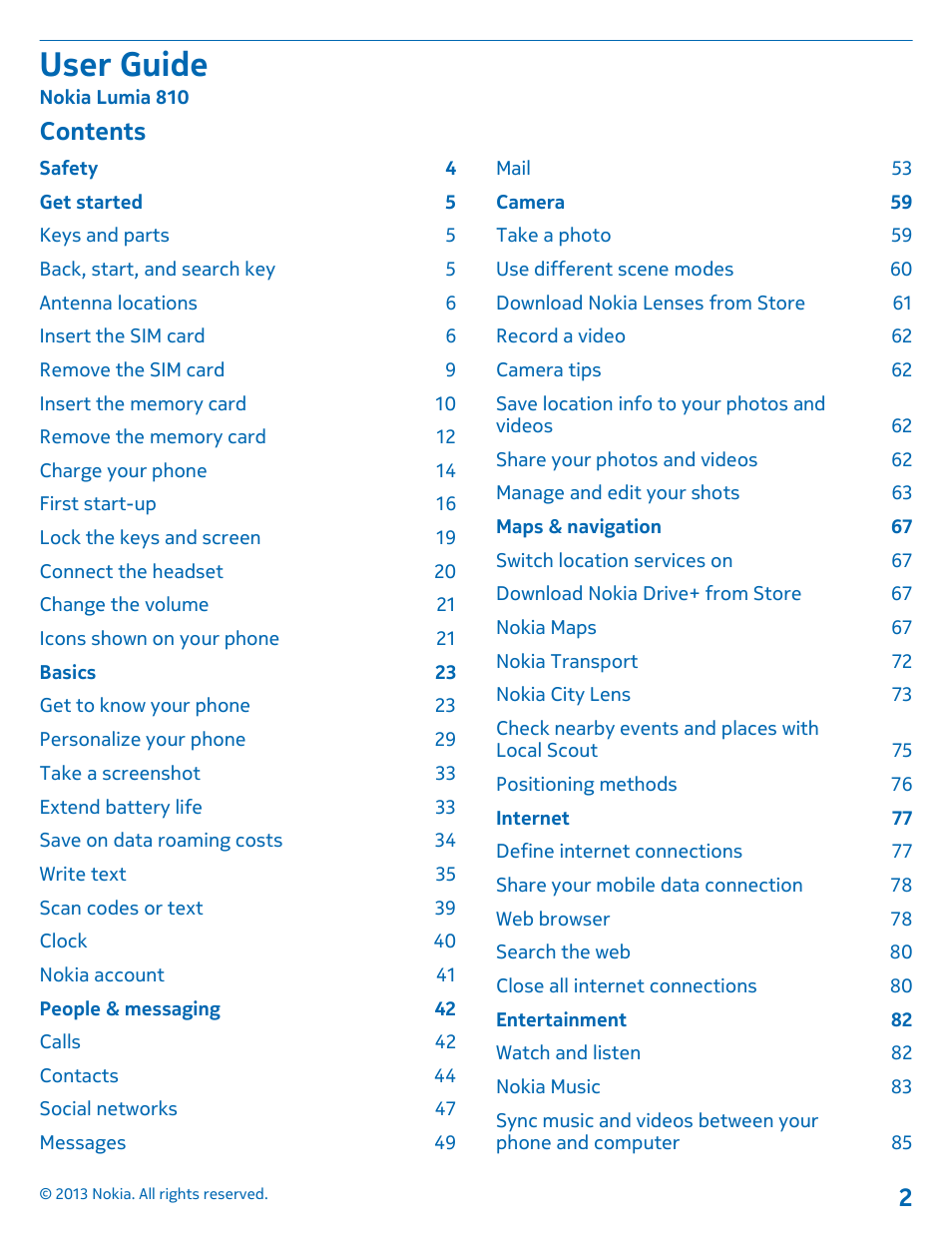 Nokia Lumia 810 User Manual | Page 2 / 116
