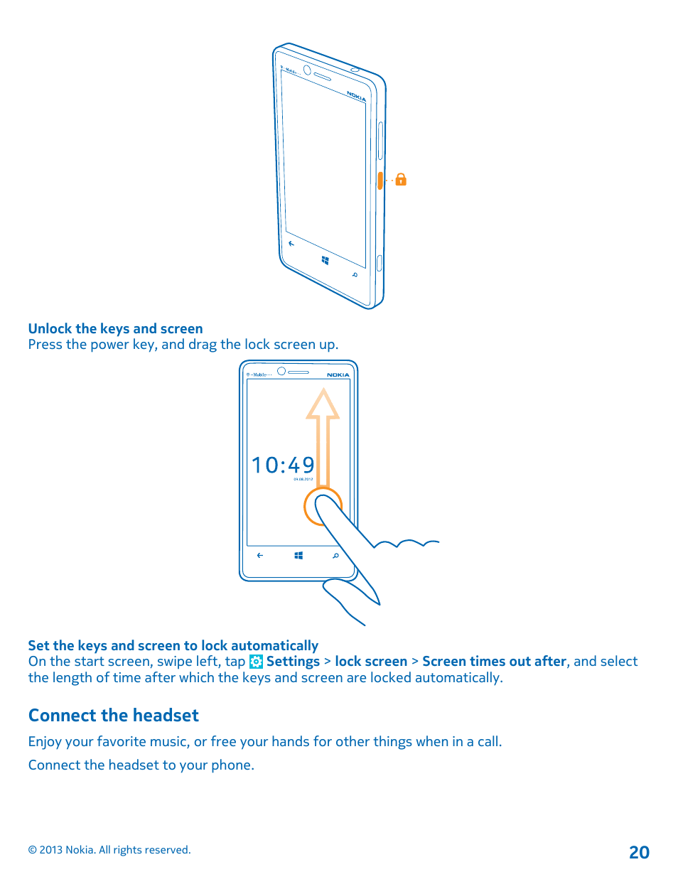 Connect the headset | Nokia Lumia 810 User Manual | Page 20 / 116