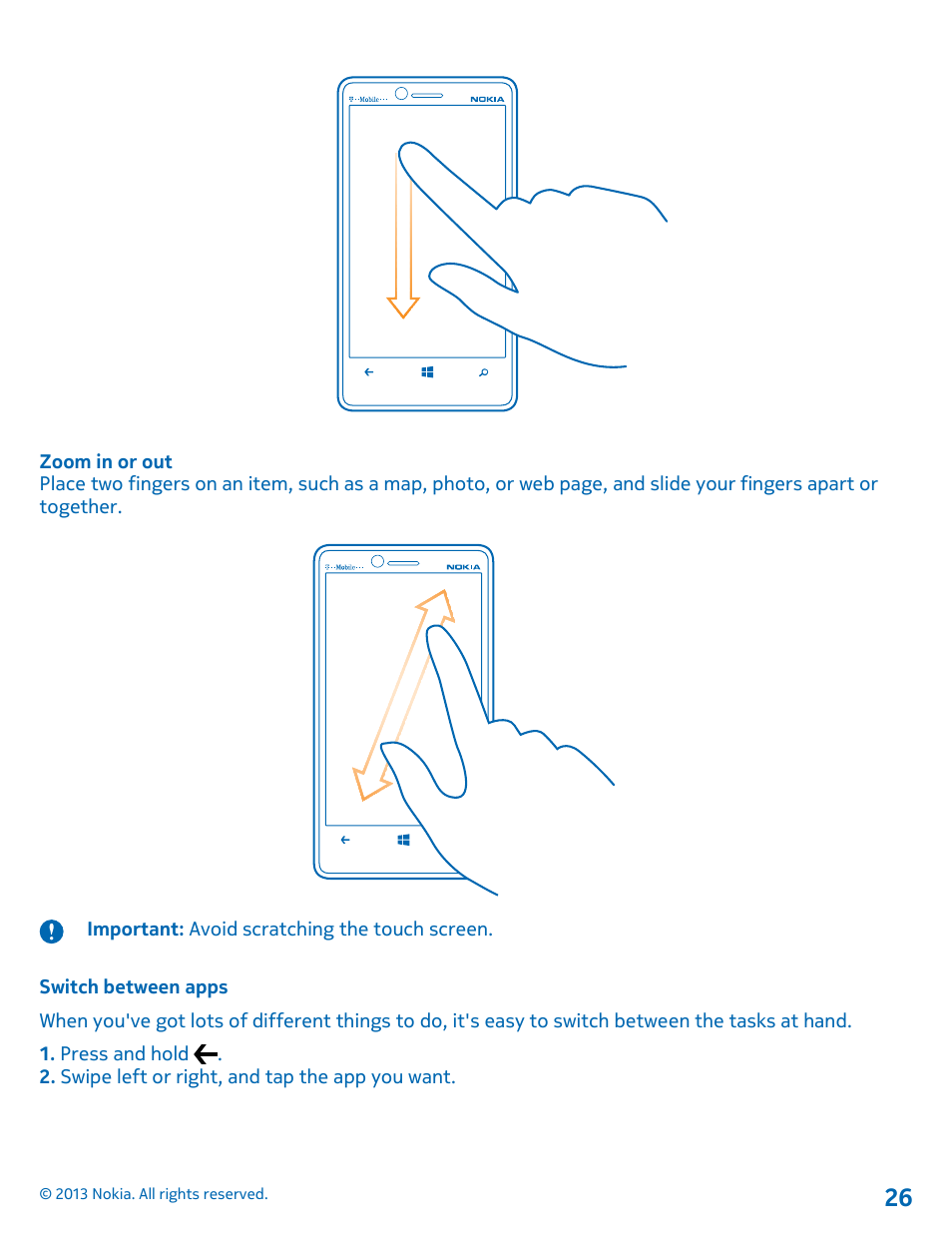 Switch between apps | Nokia Lumia 810 User Manual | Page 26 / 116