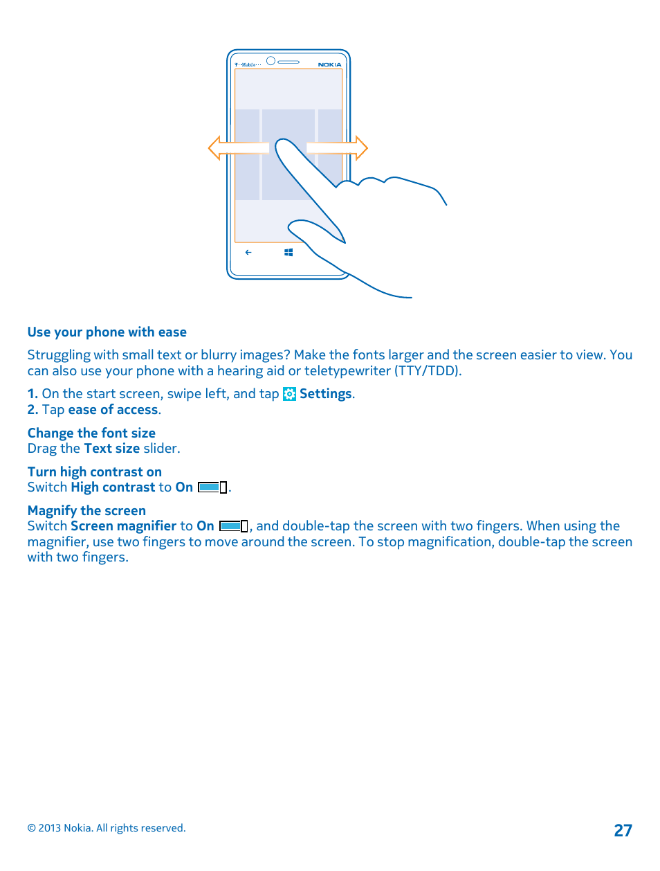 Use your phone with ease | Nokia Lumia 810 User Manual | Page 27 / 116