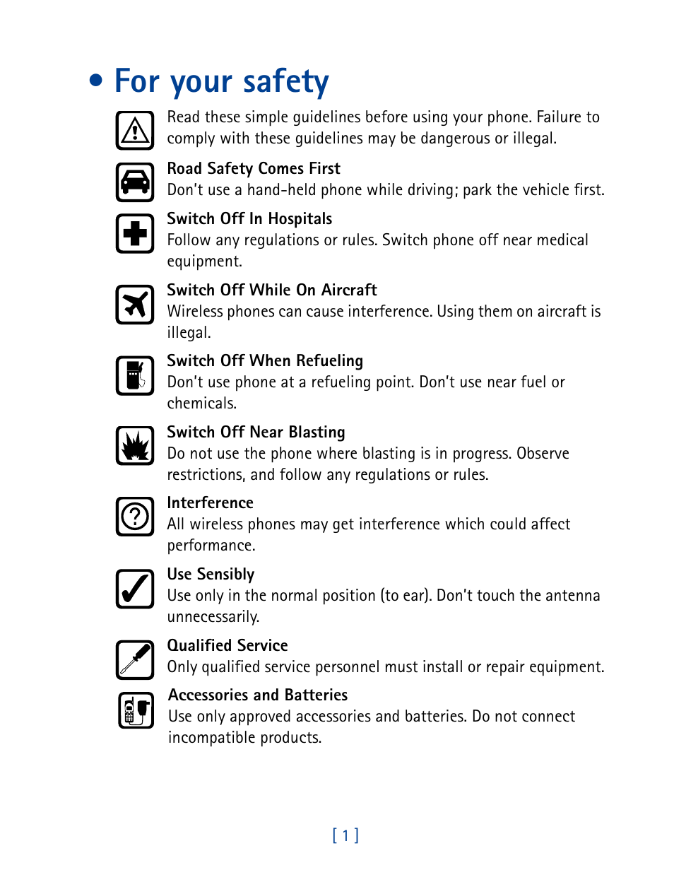 For your safety | Nokia 7160 User Manual | Page 12 / 141