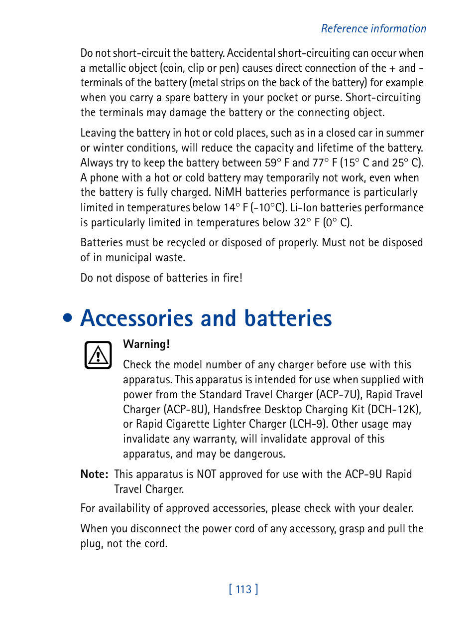 Accessories and batteries | Nokia 7160 User Manual | Page 124 / 141