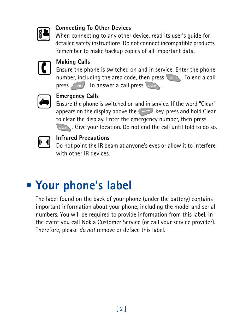 Your phone’s label | Nokia 7160 User Manual | Page 13 / 141