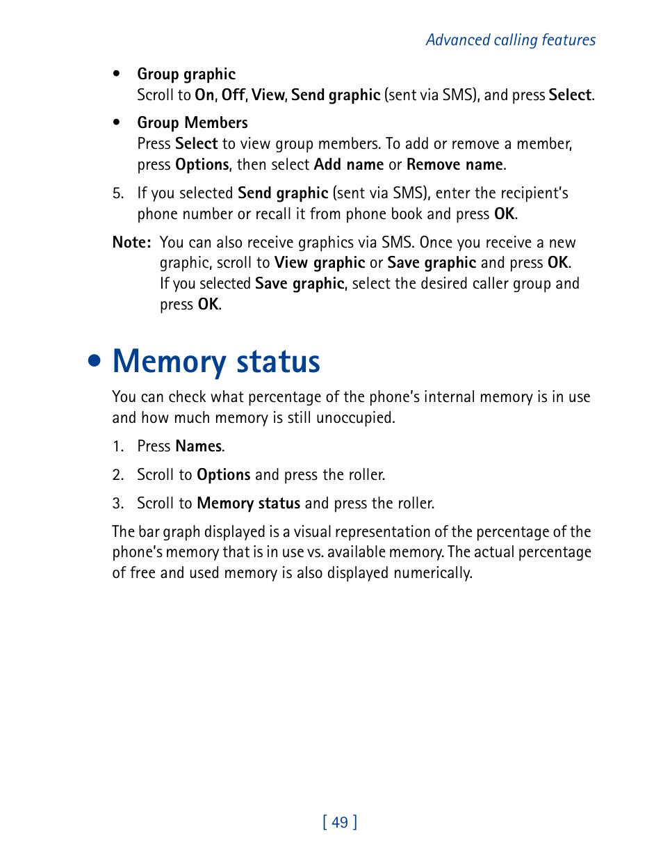 Memory status | Nokia 7160 User Manual | Page 60 / 141