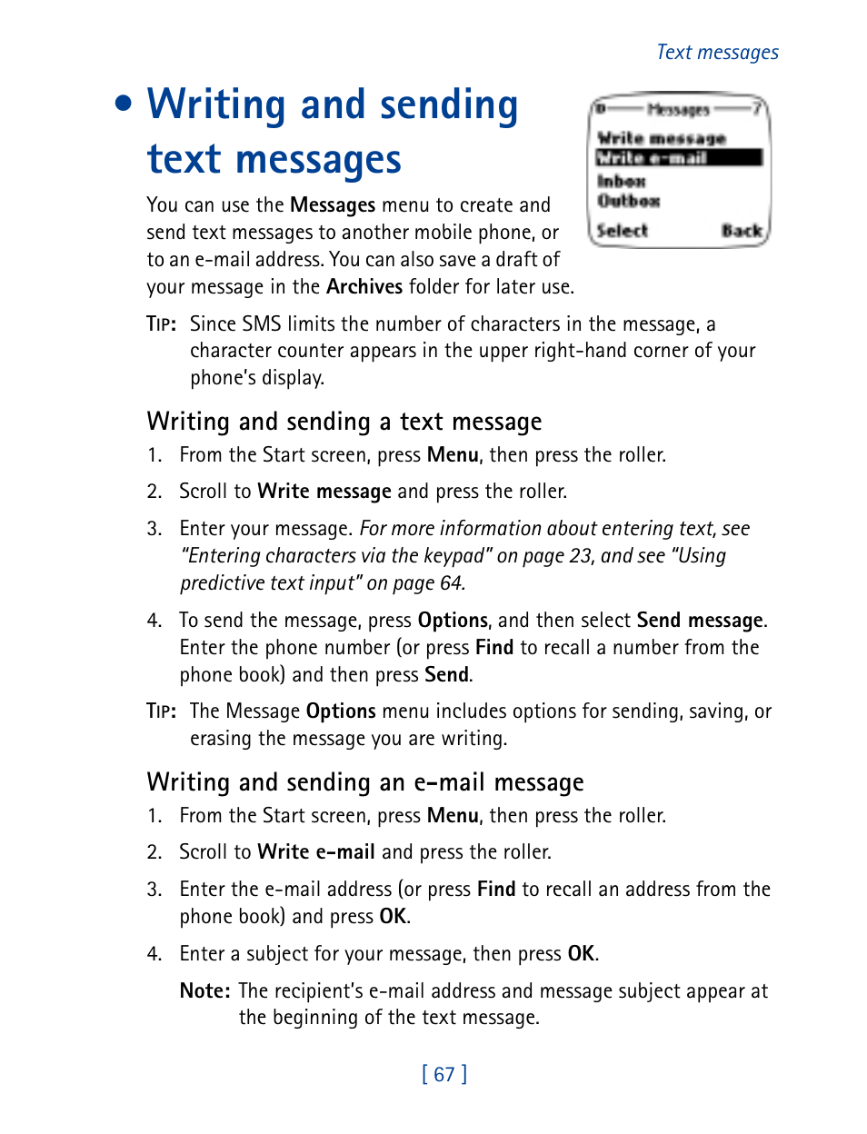 Writing and sending text messages | Nokia 7160 User Manual | Page 78 / 141