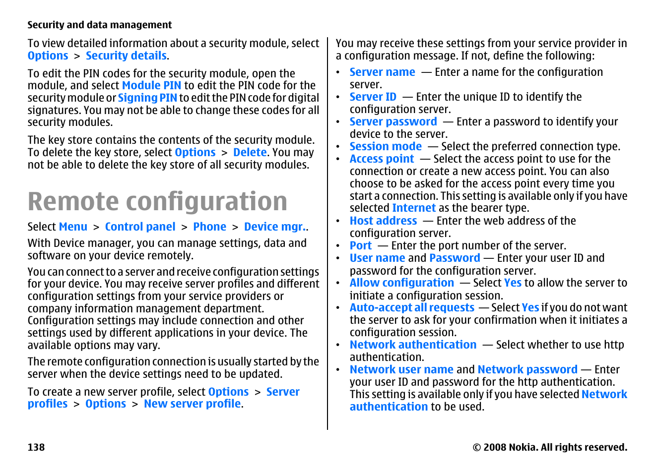 Remote configuration | Nokia E75 User Manual | Page 138 / 397