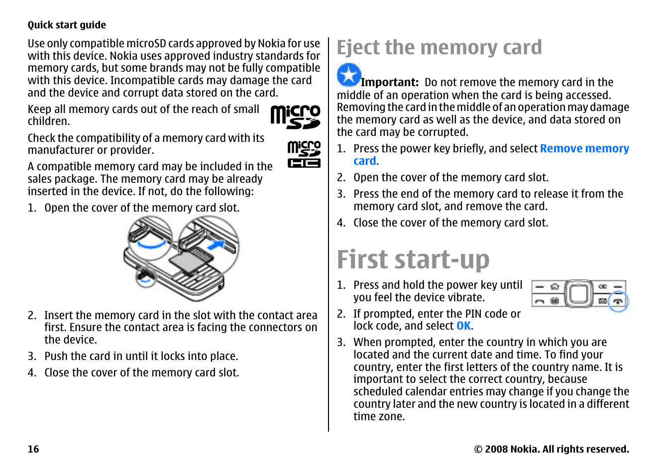 Eject the memory card, First start-up | Nokia E75 User Manual | Page 16 / 397