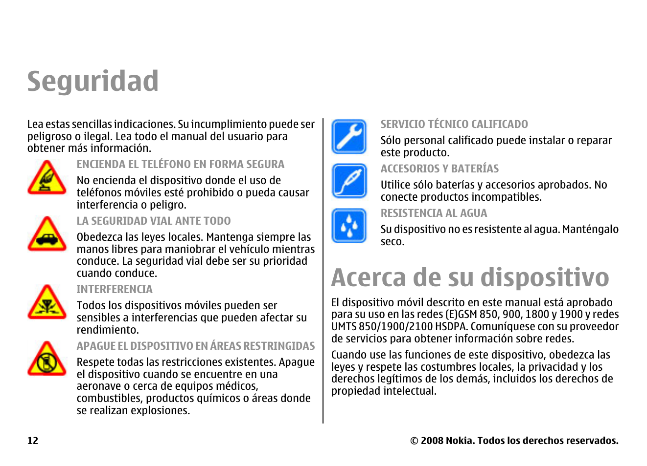 Seguridad, Acerca de su dispositivo | Nokia E75 User Manual | Page 200 / 397