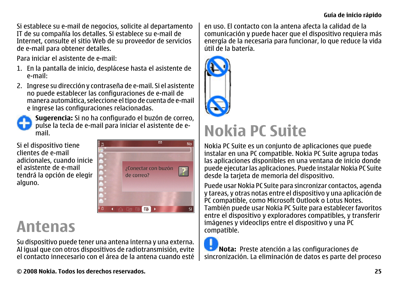Antenas, Nokia pc suite | Nokia E75 User Manual | Page 213 / 397
