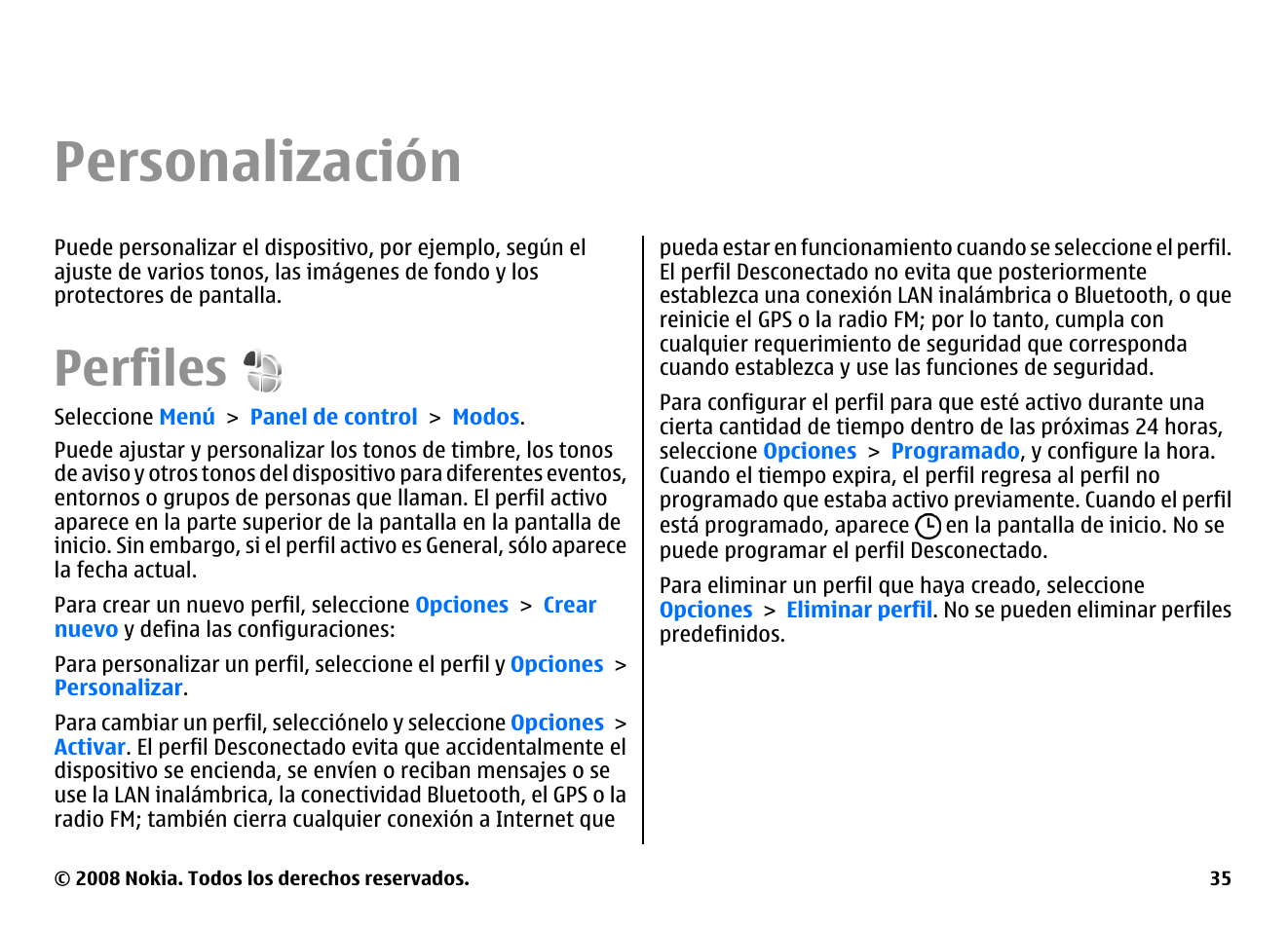 Personalización, Perfiles | Nokia E75 User Manual | Page 223 / 397