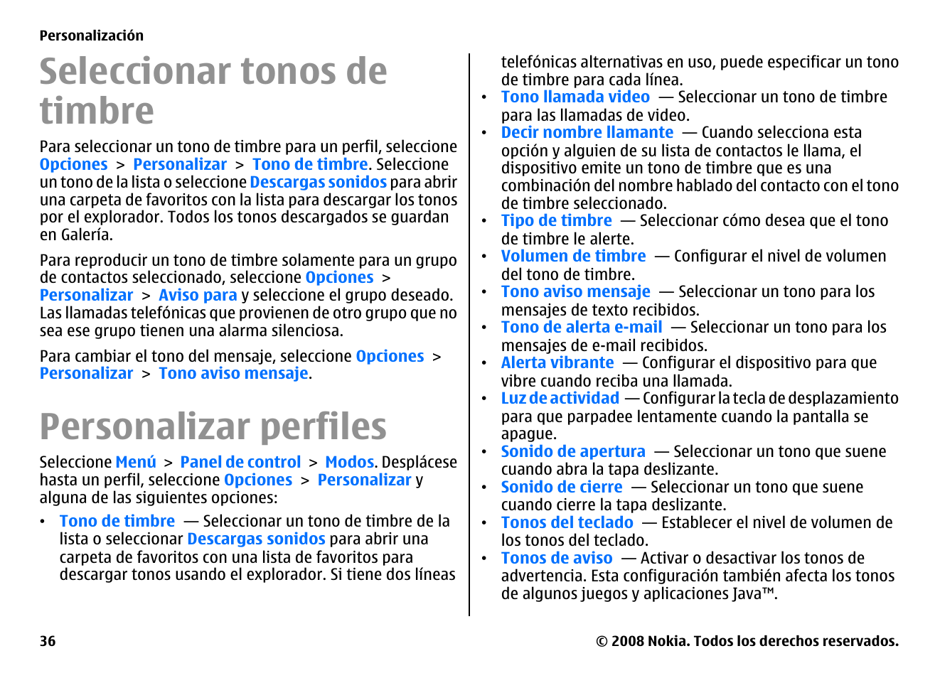 Seleccionar tonos de timbre, Personalizar perfiles | Nokia E75 User Manual | Page 224 / 397