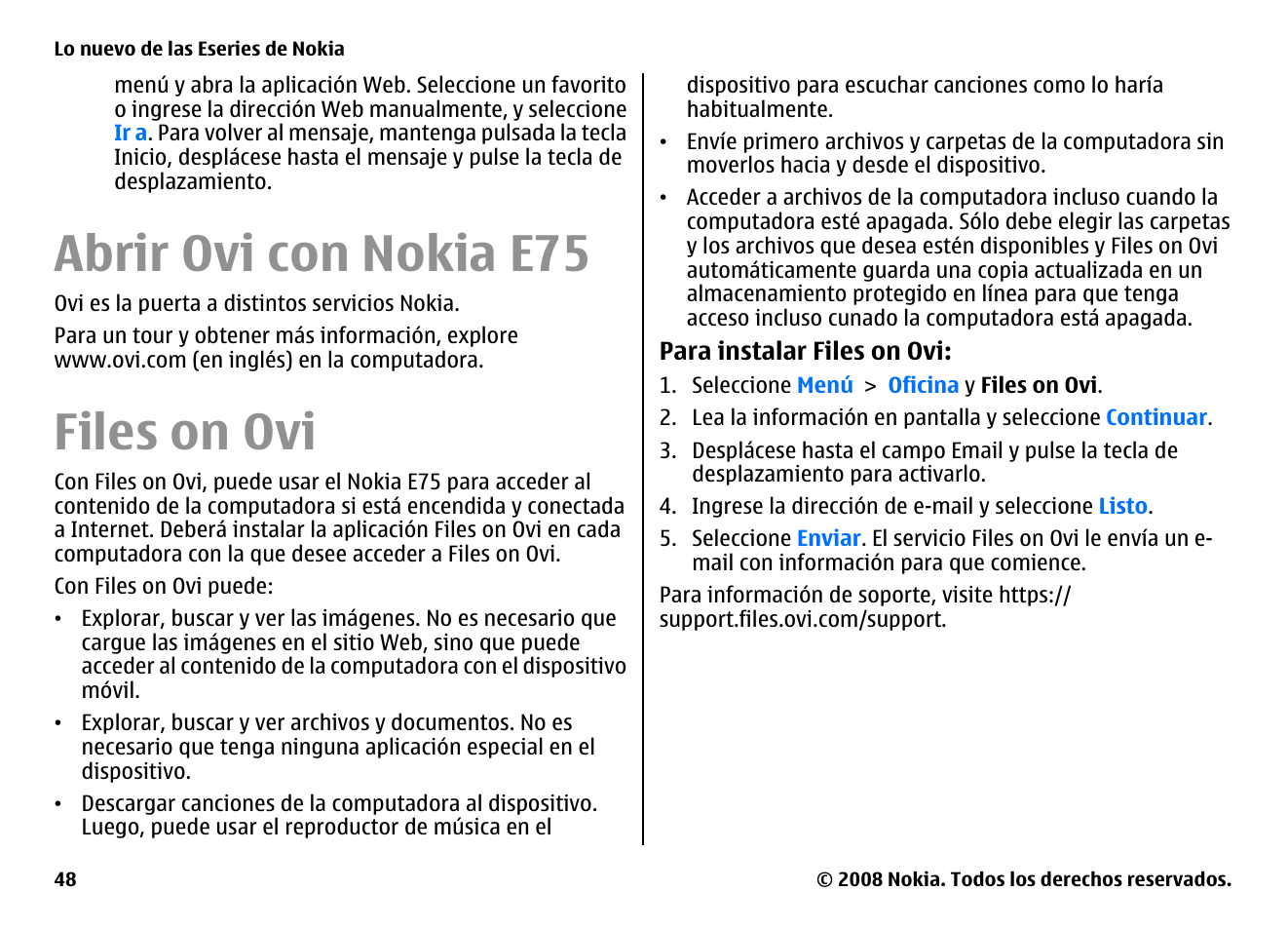 Abrir ovi con nokia e75, Files on ovi | Nokia E75 User Manual | Page 236 / 397