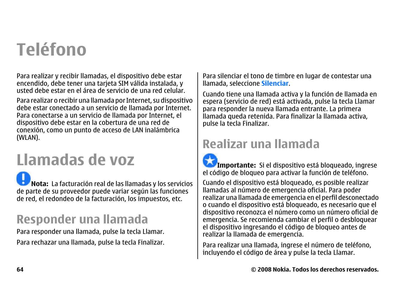 Teléfono, Llamadas de voz, Responder una llamada | Realizar una llamada | Nokia E75 User Manual | Page 252 / 397