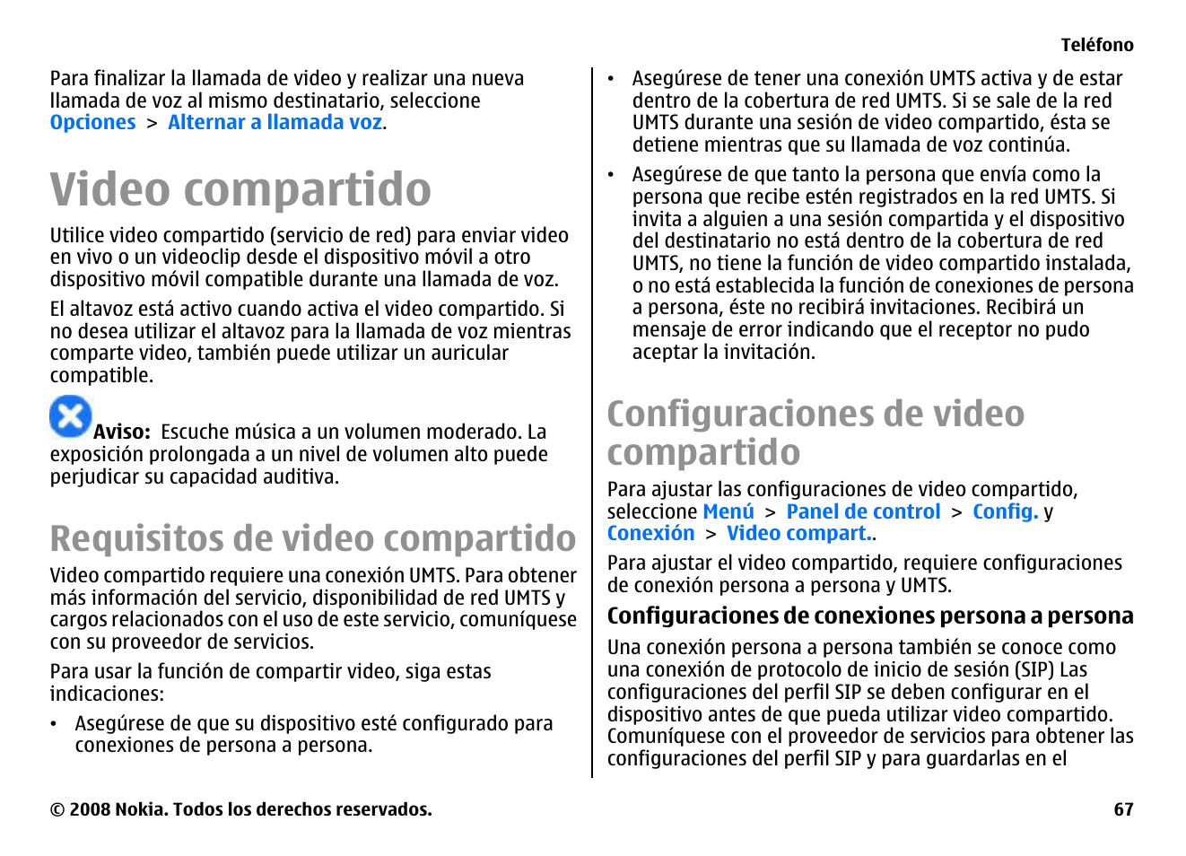 Video compartido, Requisitos de video compartido, Configuraciones de video compartido | Nokia E75 User Manual | Page 255 / 397
