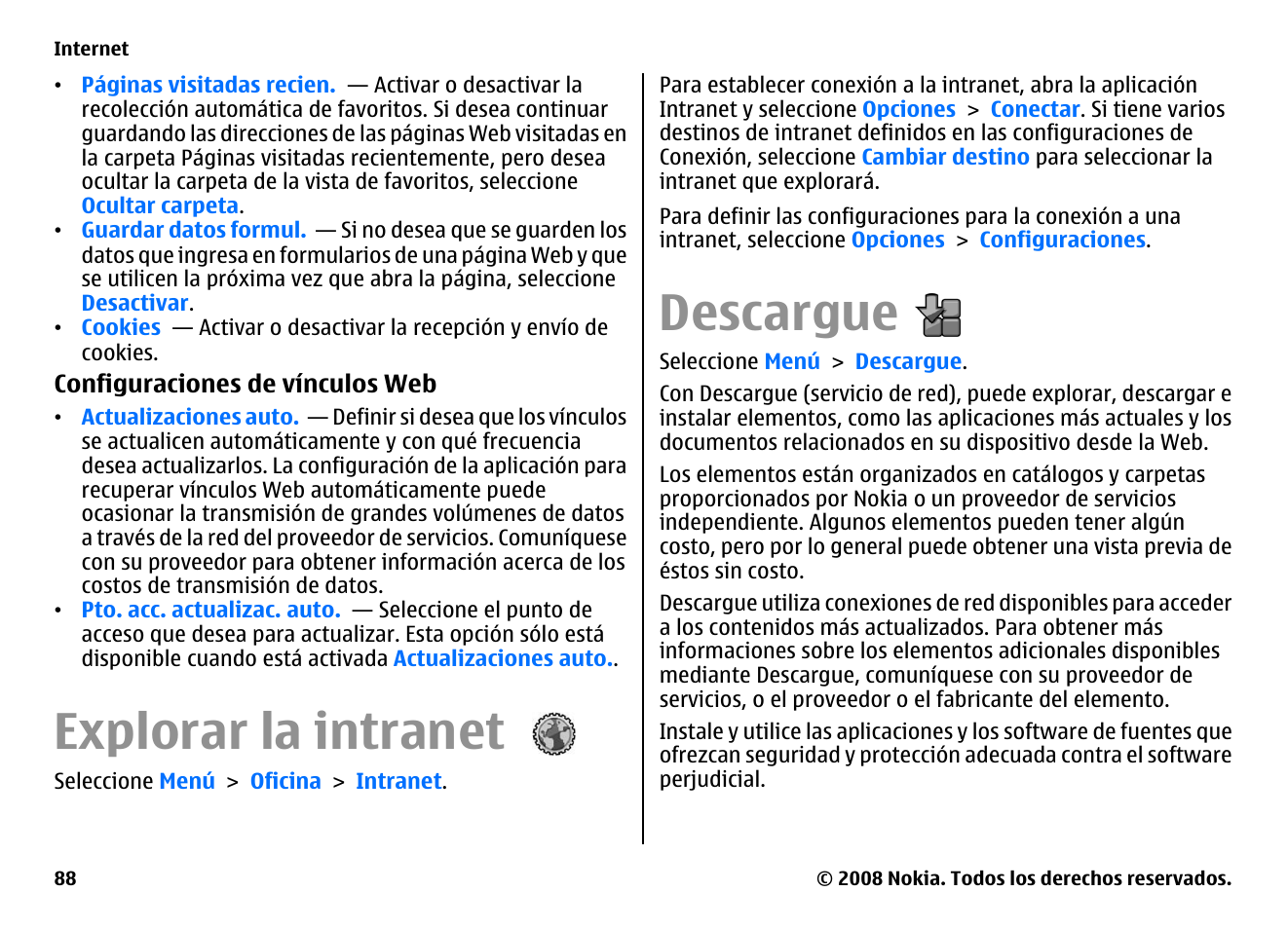 Explorar la intranet, Descargue | Nokia E75 User Manual | Page 276 / 397