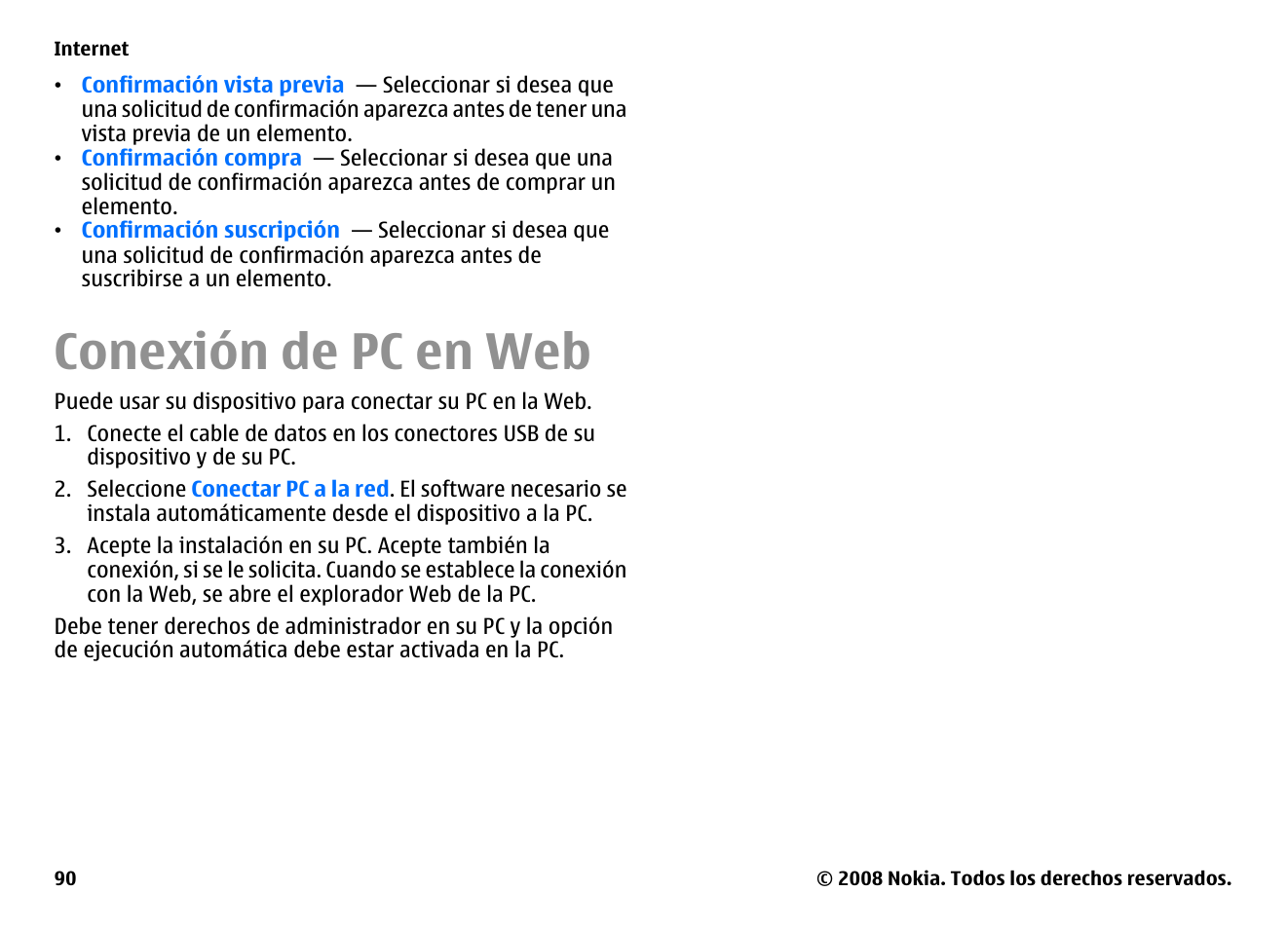 Conexión de pc en web | Nokia E75 User Manual | Page 278 / 397