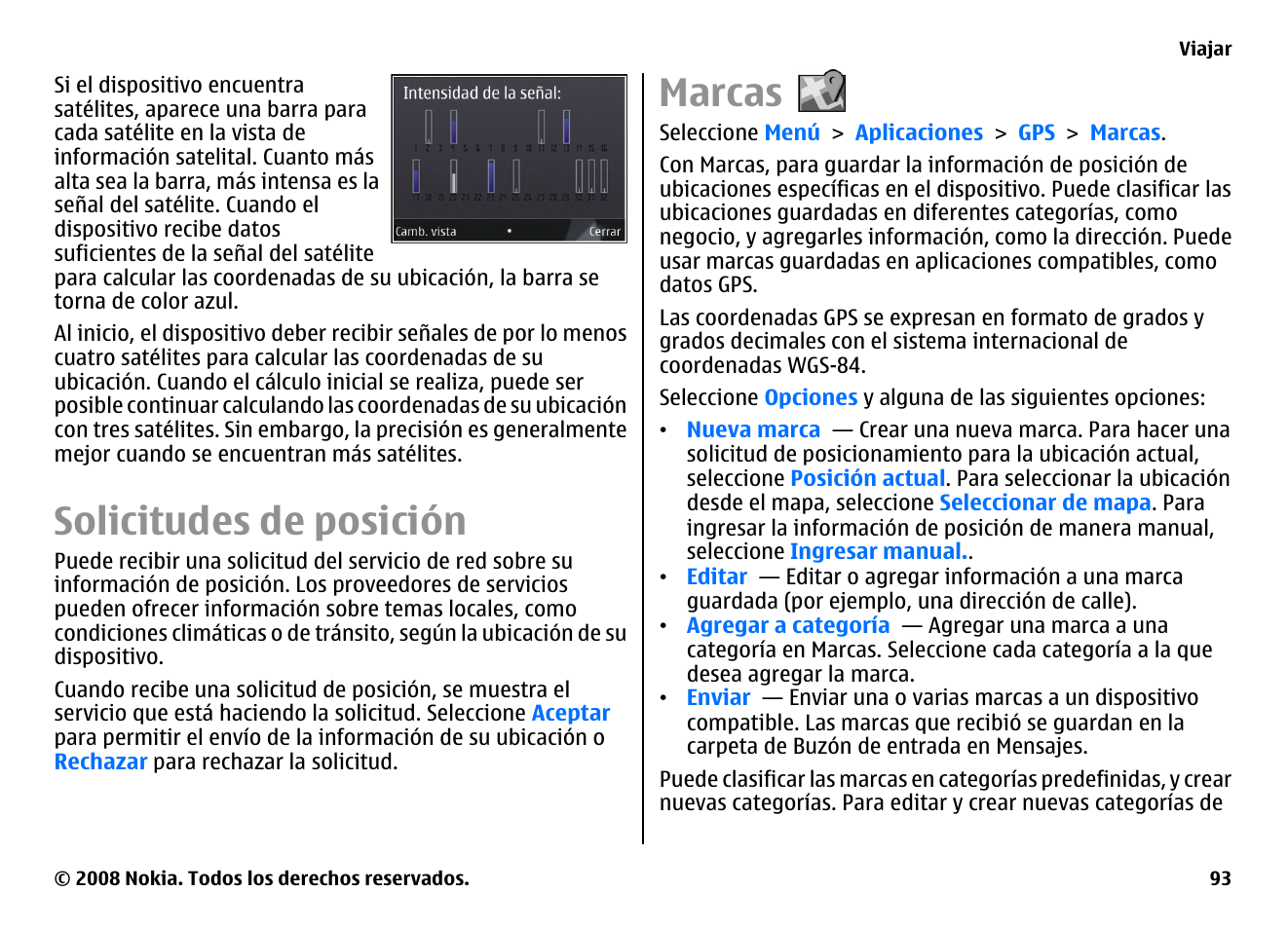Solicitudes de posición, Marcas | Nokia E75 User Manual | Page 281 / 397
