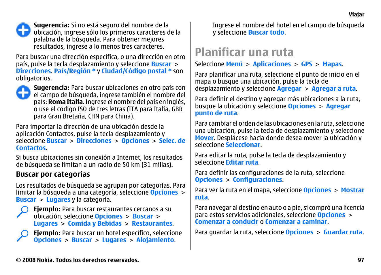 Planificar una ruta | Nokia E75 User Manual | Page 285 / 397