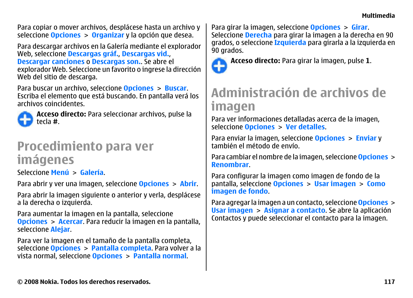 Procedimiento para ver imágenes, Administración de archivos de imagen | Nokia E75 User Manual | Page 305 / 397