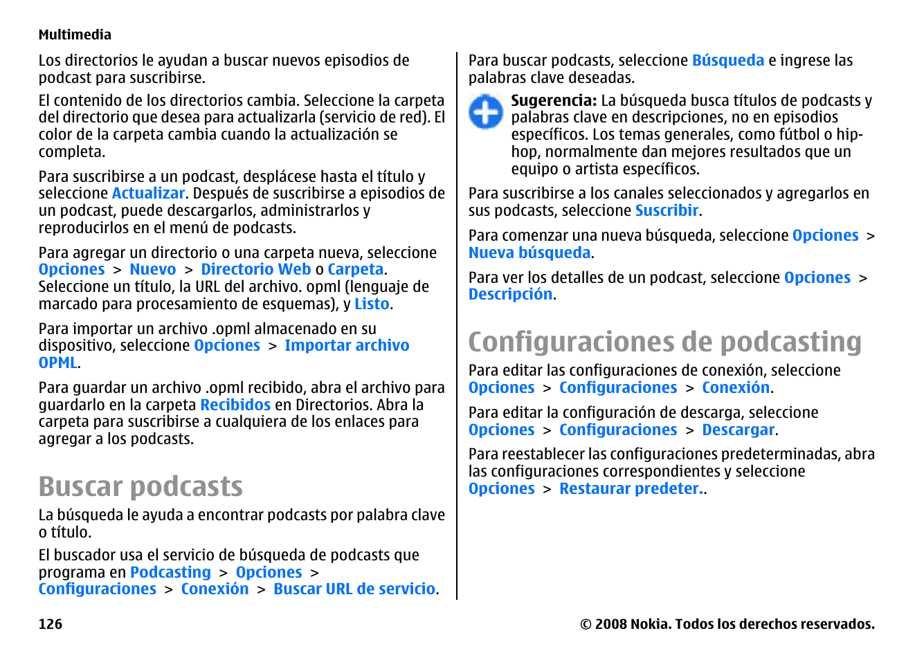 Buscar podcasts, Configuraciones de podcasting | Nokia E75 User Manual | Page 314 / 397