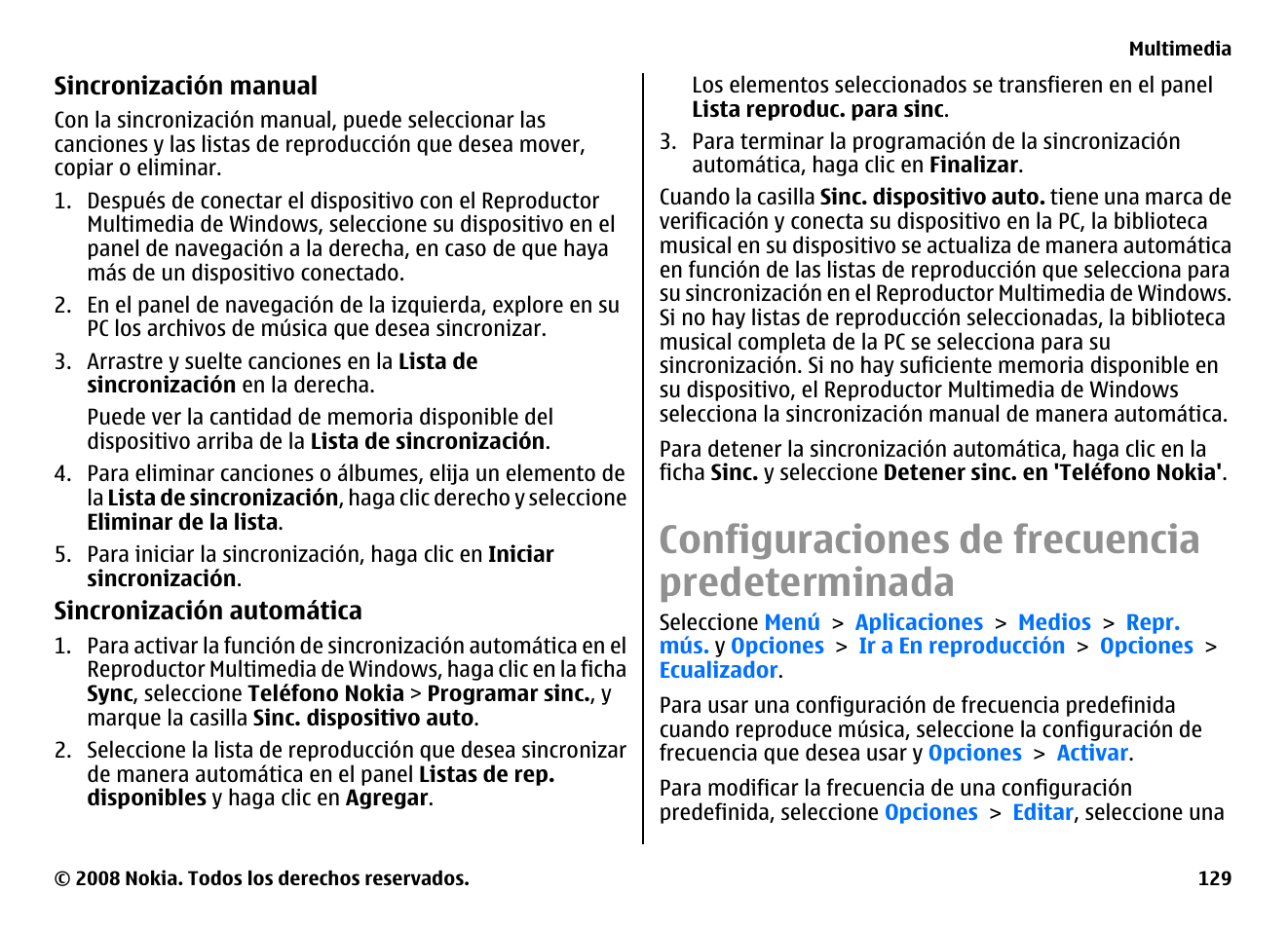 Configuraciones de frecuencia predeterminada | Nokia E75 User Manual | Page 317 / 397