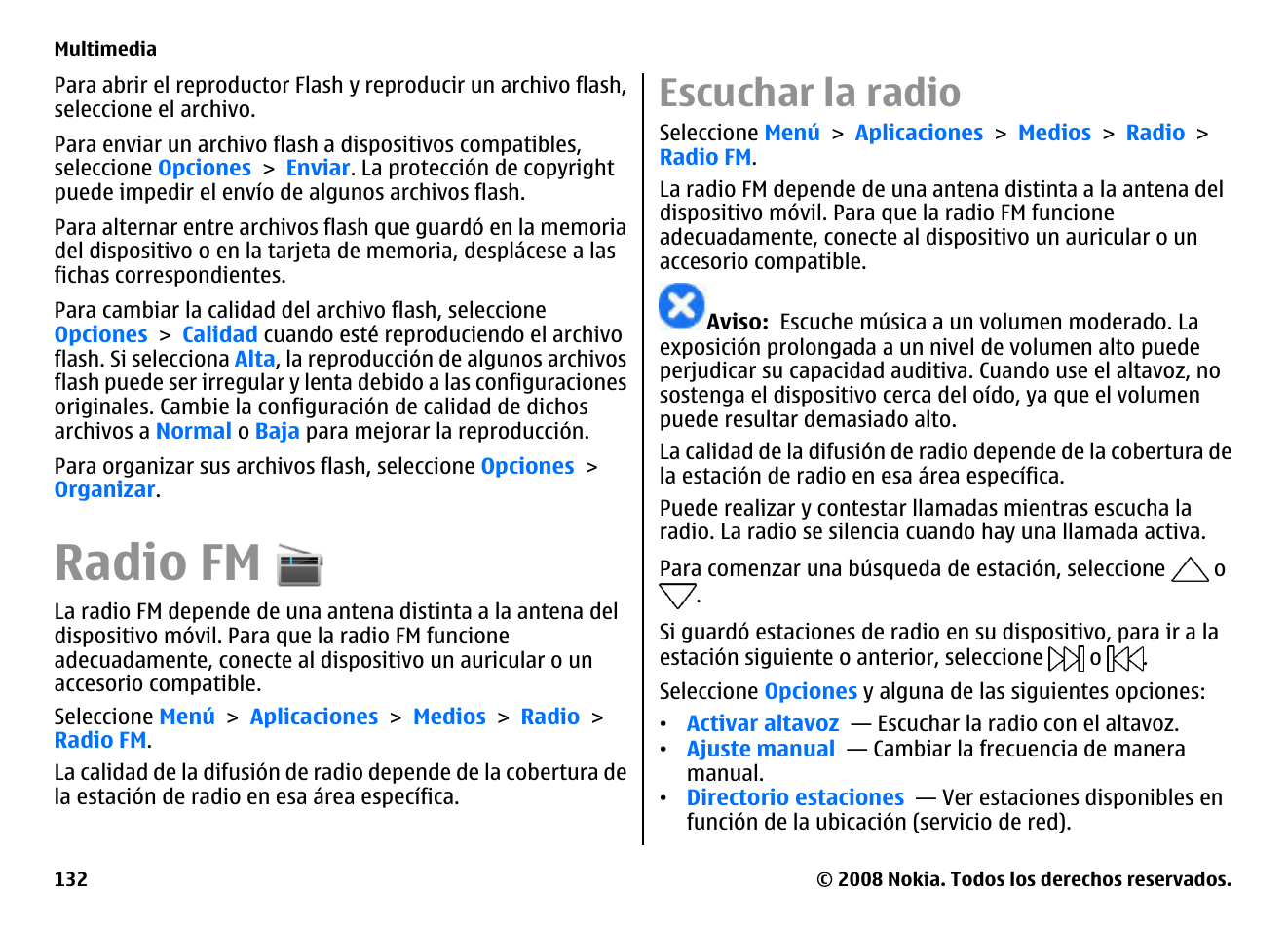 Radio fm, Escuchar la radio | Nokia E75 User Manual | Page 320 / 397