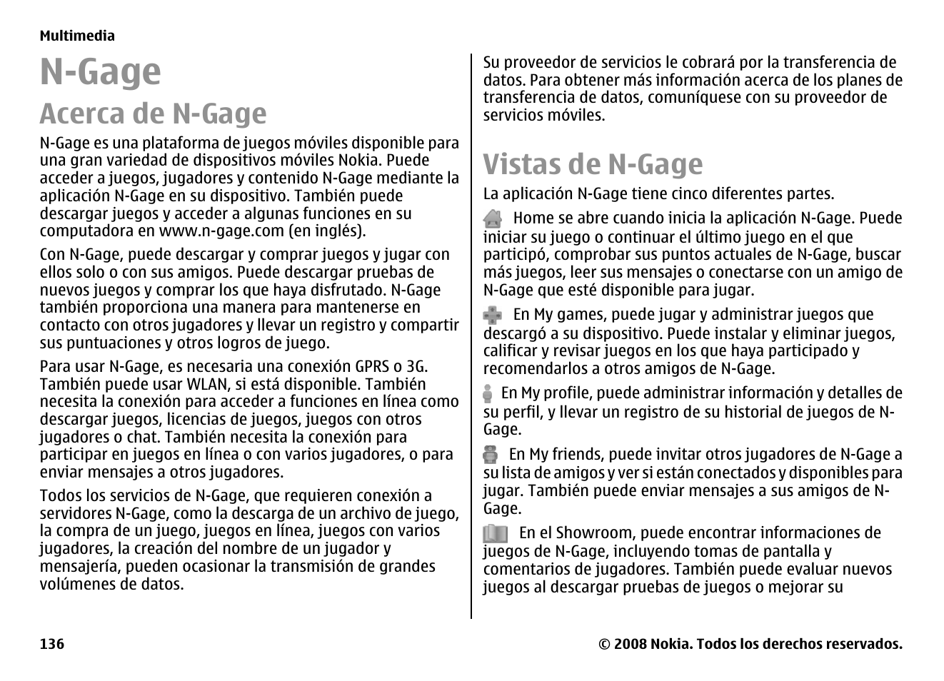 N-gage, Acerca de n-gage, Vistas de n-gage | Nokia E75 User Manual | Page 324 / 397