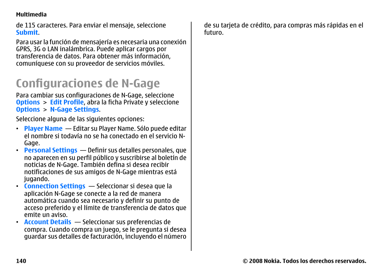 Configuraciones de n-gage | Nokia E75 User Manual | Page 328 / 397