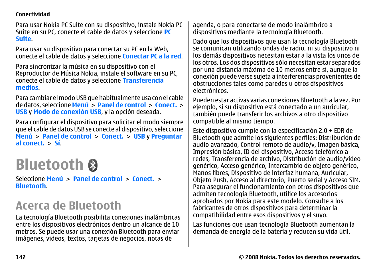 Bluetooth, Acerca de bluetooth | Nokia E75 User Manual | Page 330 / 397