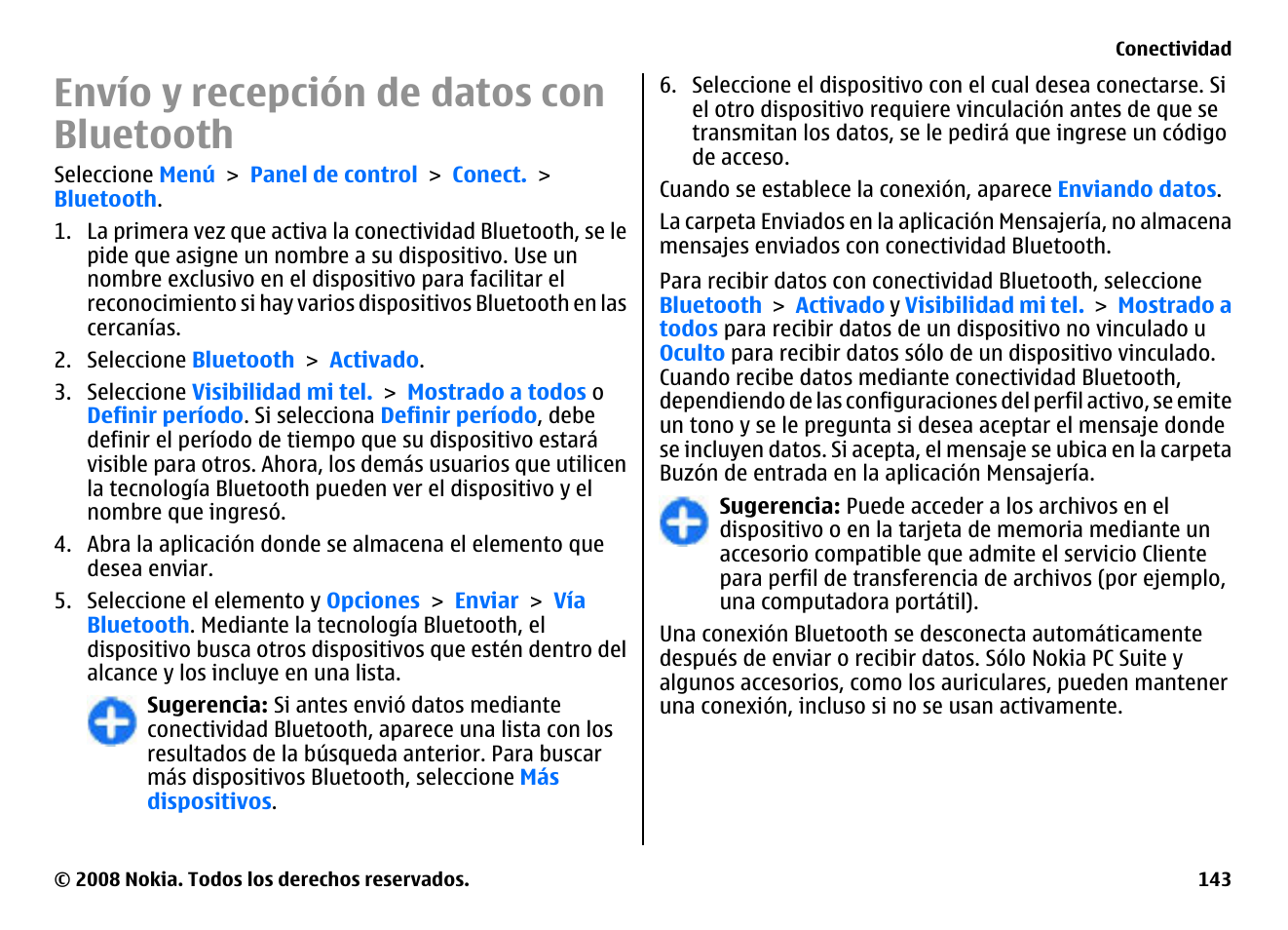 Envío y recepción de datos con bluetooth | Nokia E75 User Manual | Page 331 / 397