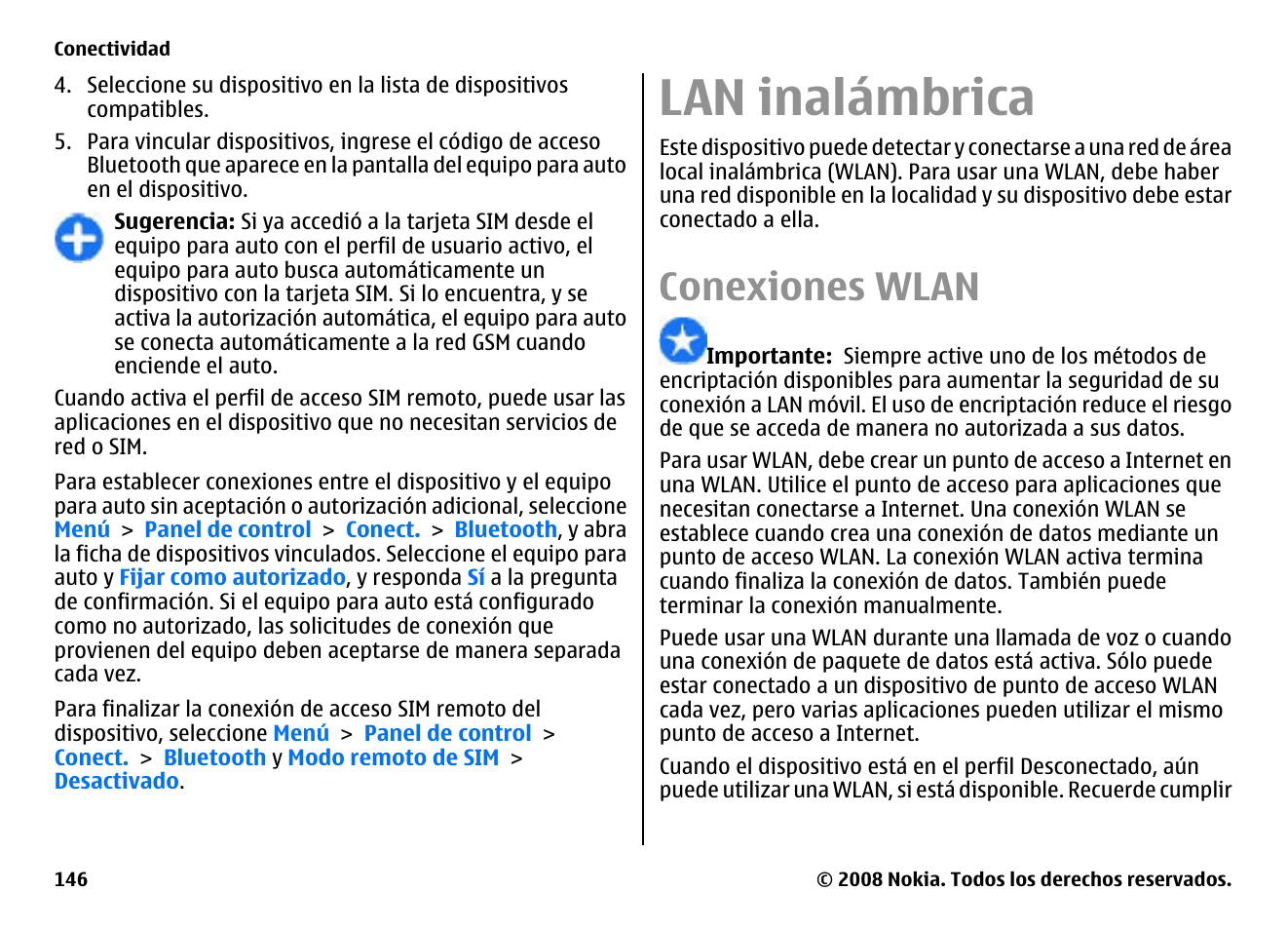 Lan inalámbrica, Conexiones wlan | Nokia E75 User Manual | Page 334 / 397