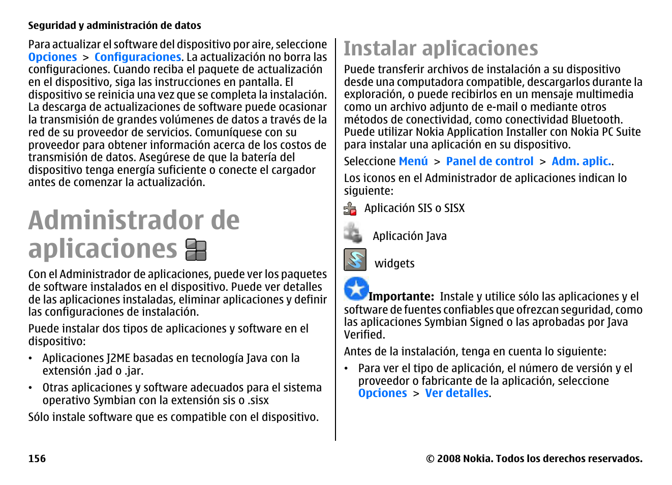 Administrador de aplicaciones, Instalar aplicaciones | Nokia E75 User Manual | Page 344 / 397