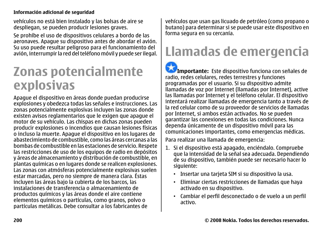 Zonas potencialmente explosivas, Llamadas de emergencia | Nokia E75 User Manual | Page 388 / 397