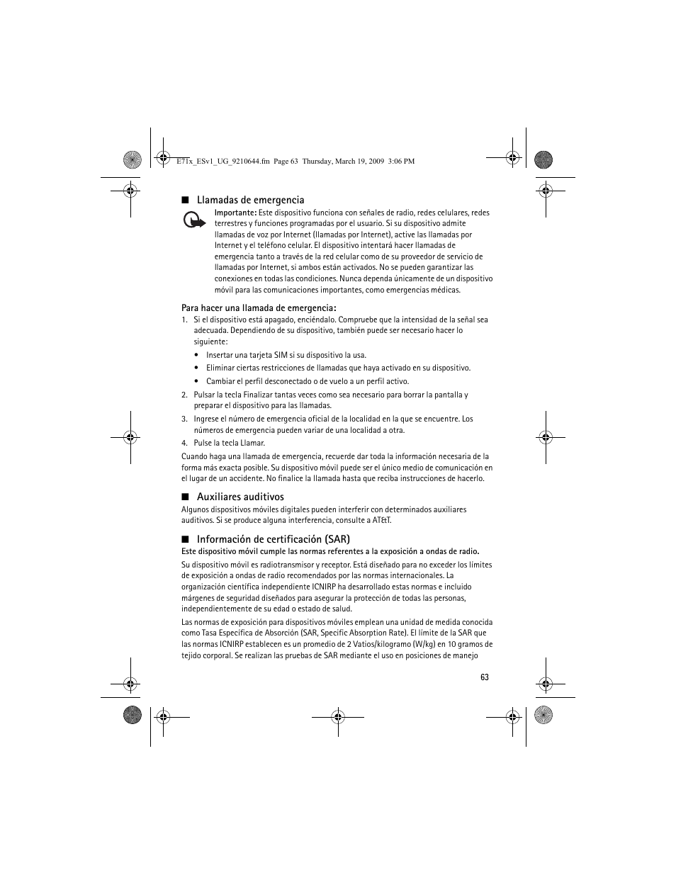 Nokia E71x User Manual | Page 122 / 125