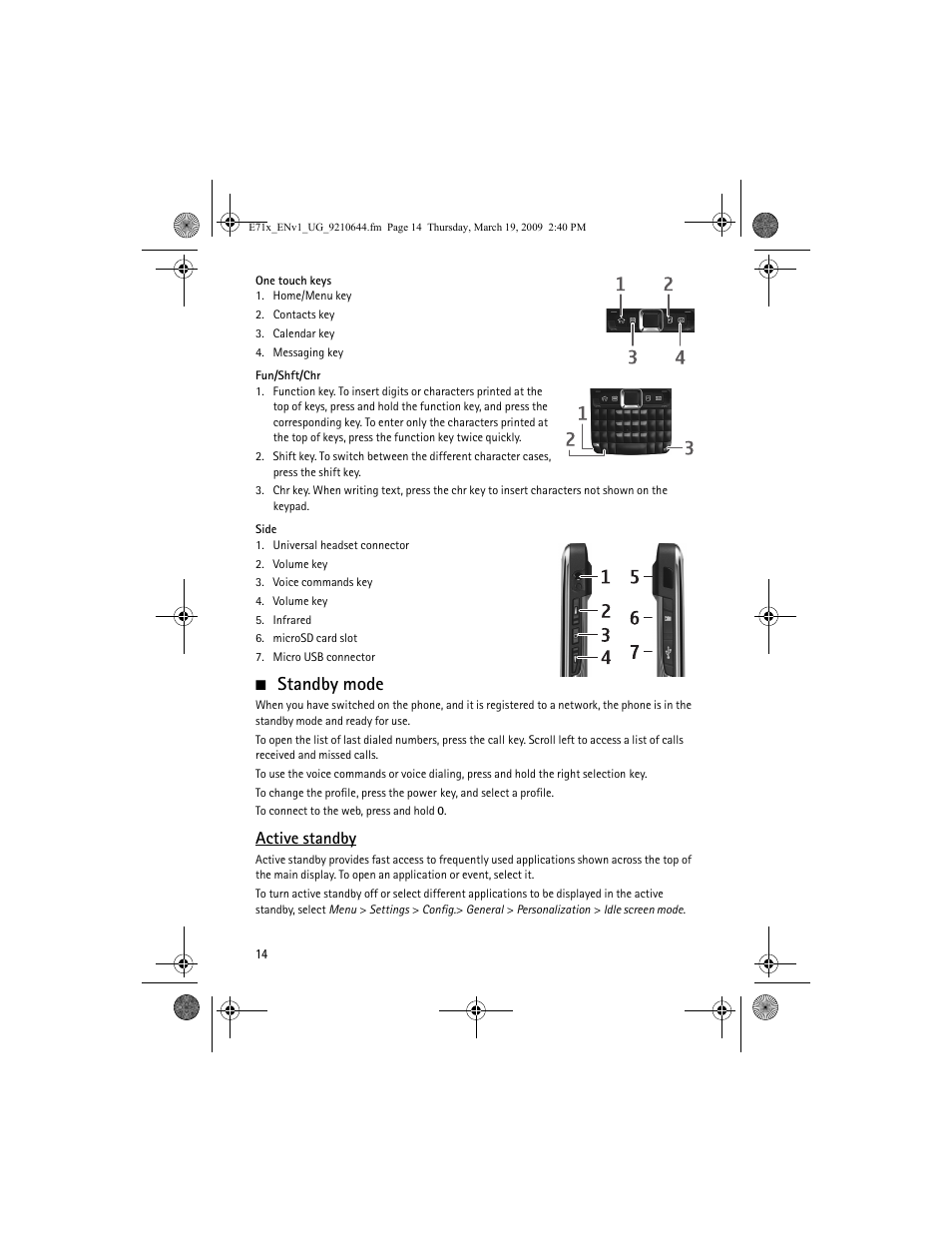 Standby mode, Active standby | Nokia E71x User Manual | Page 14 / 125