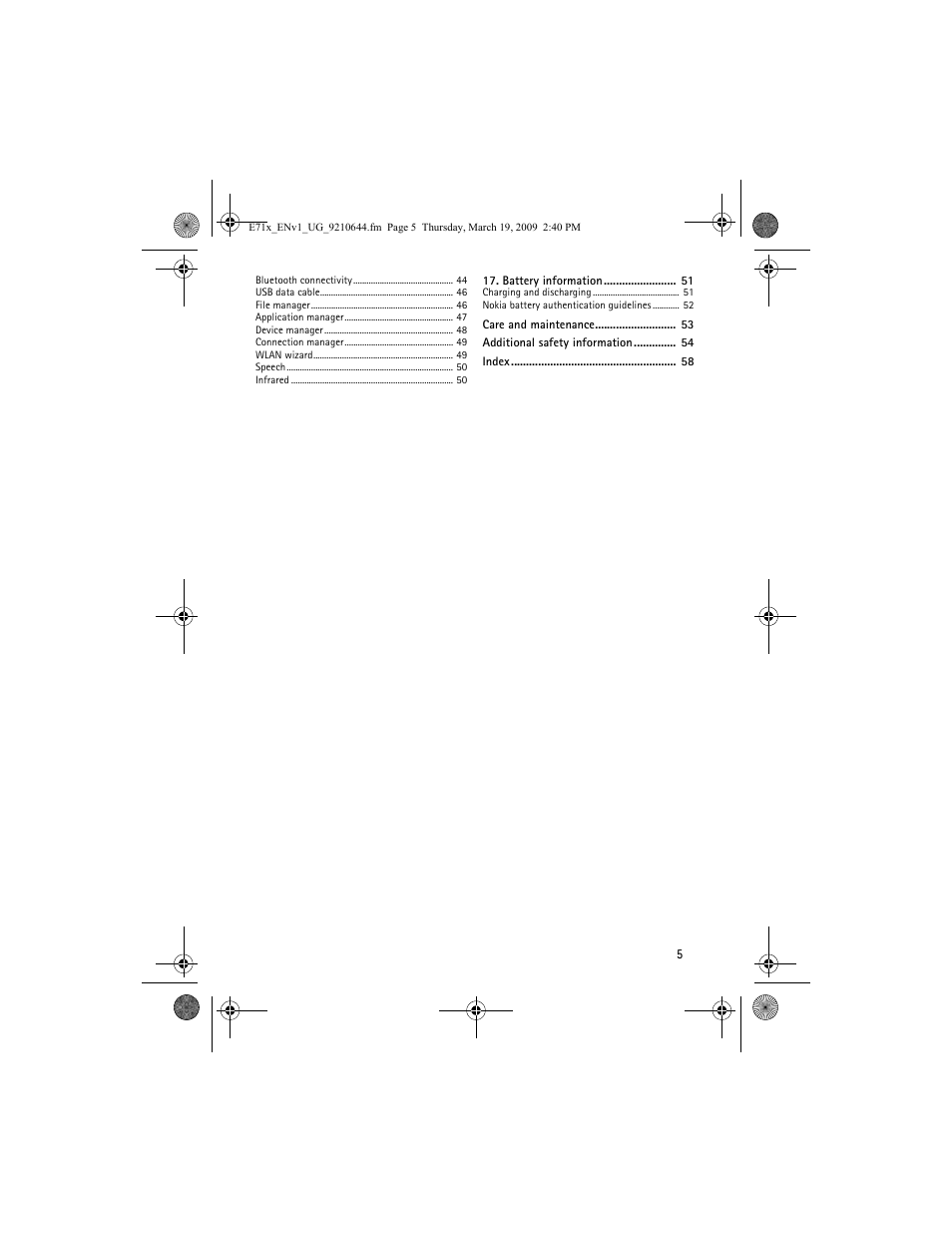 Nokia E71x User Manual | Page 5 / 125