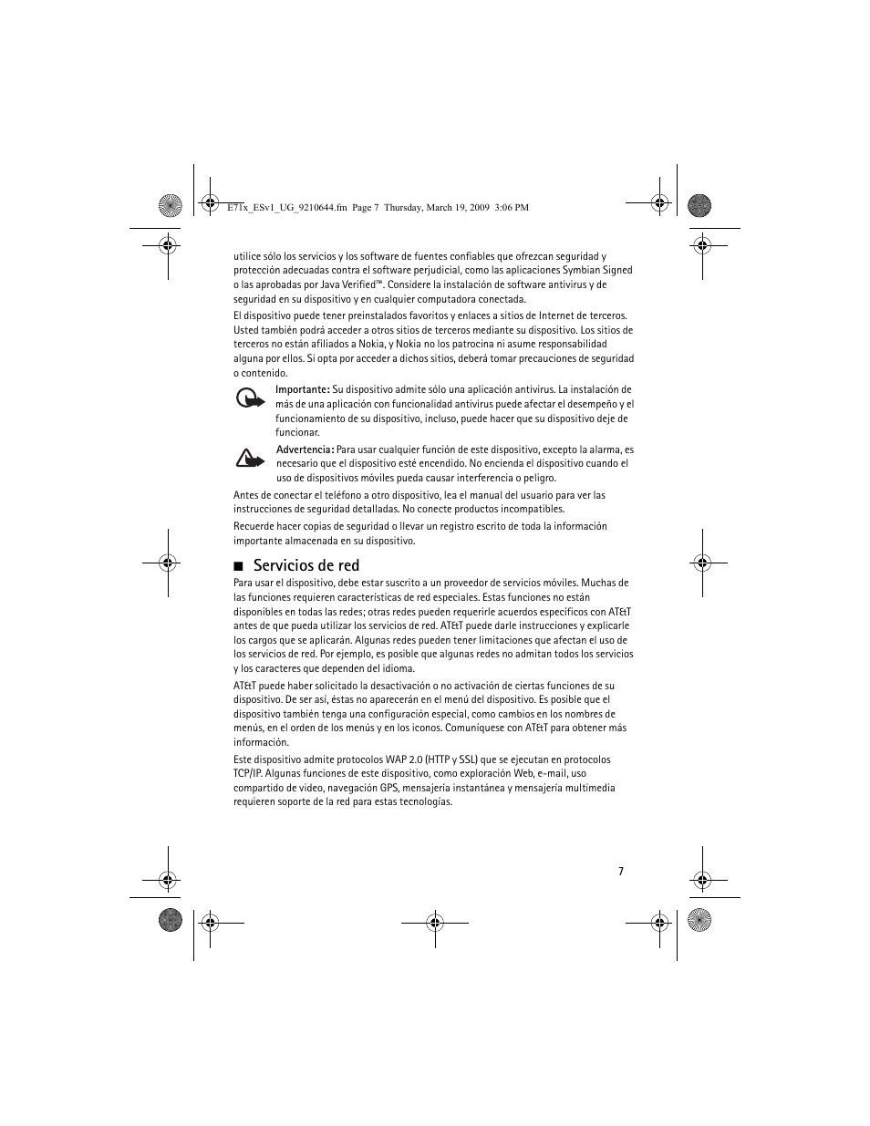 Servicios de red | Nokia E71x User Manual | Page 66 / 125