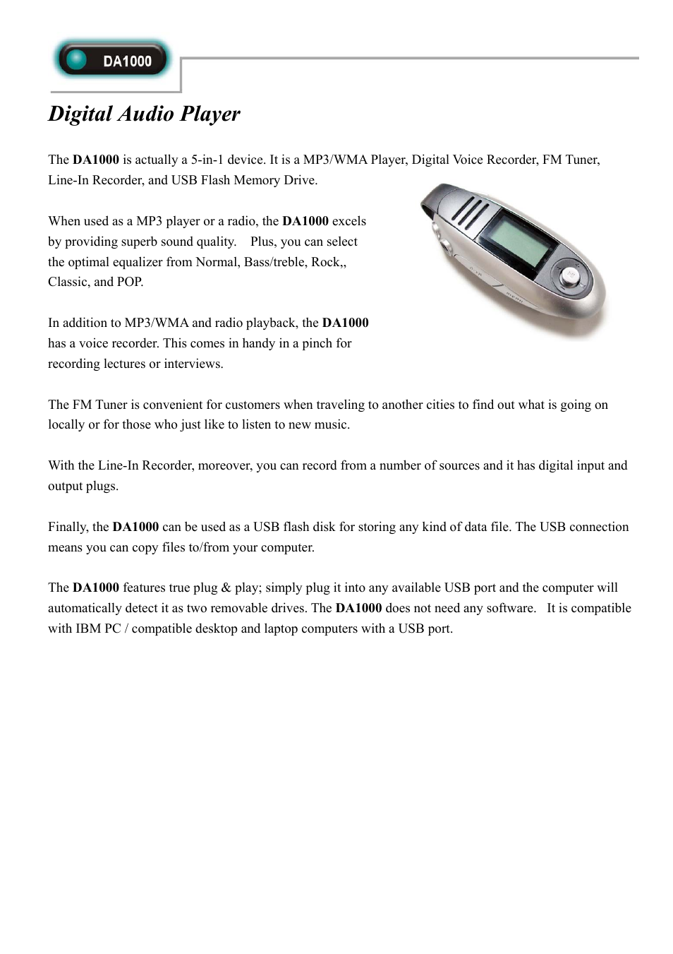 Abocom DA1000 User Manual | 3 pages