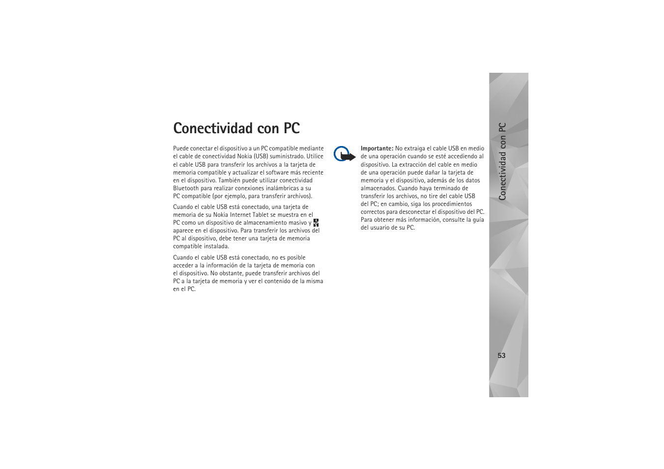 Conectividad con pc | Nokia N800 Internet Tablet User Manual | Page 53 / 61