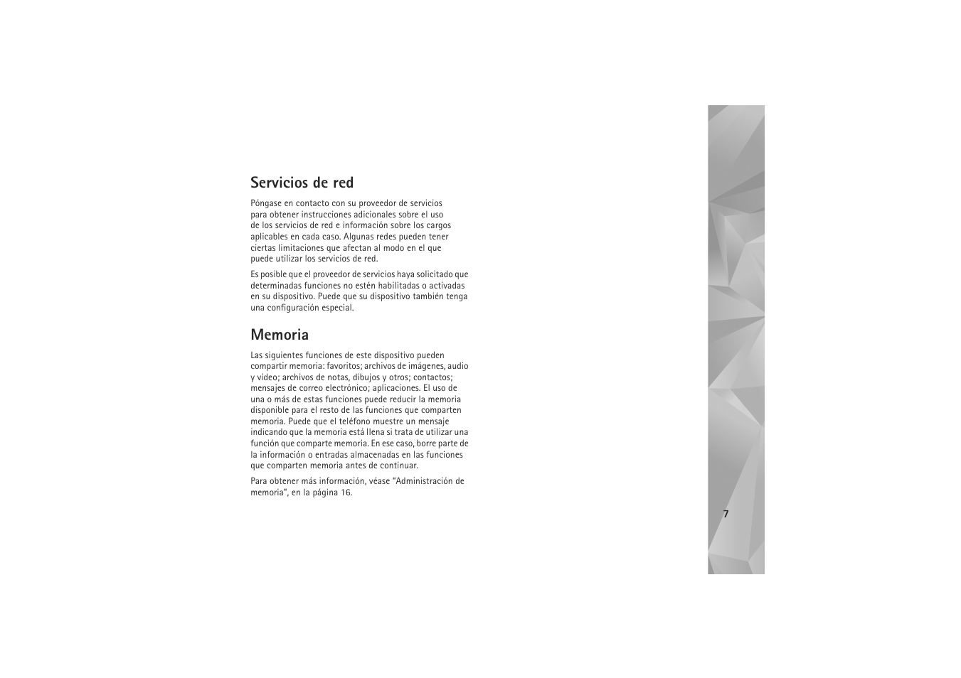 Servicios de red | Nokia N800 Internet Tablet User Manual | Page 7 / 61