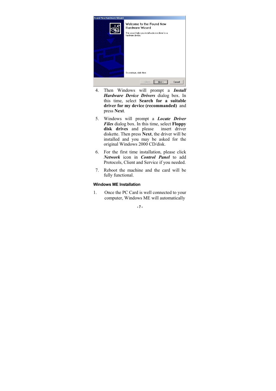 Windows me installation | Abocom FE2500 User Manual | Page 8 / 12