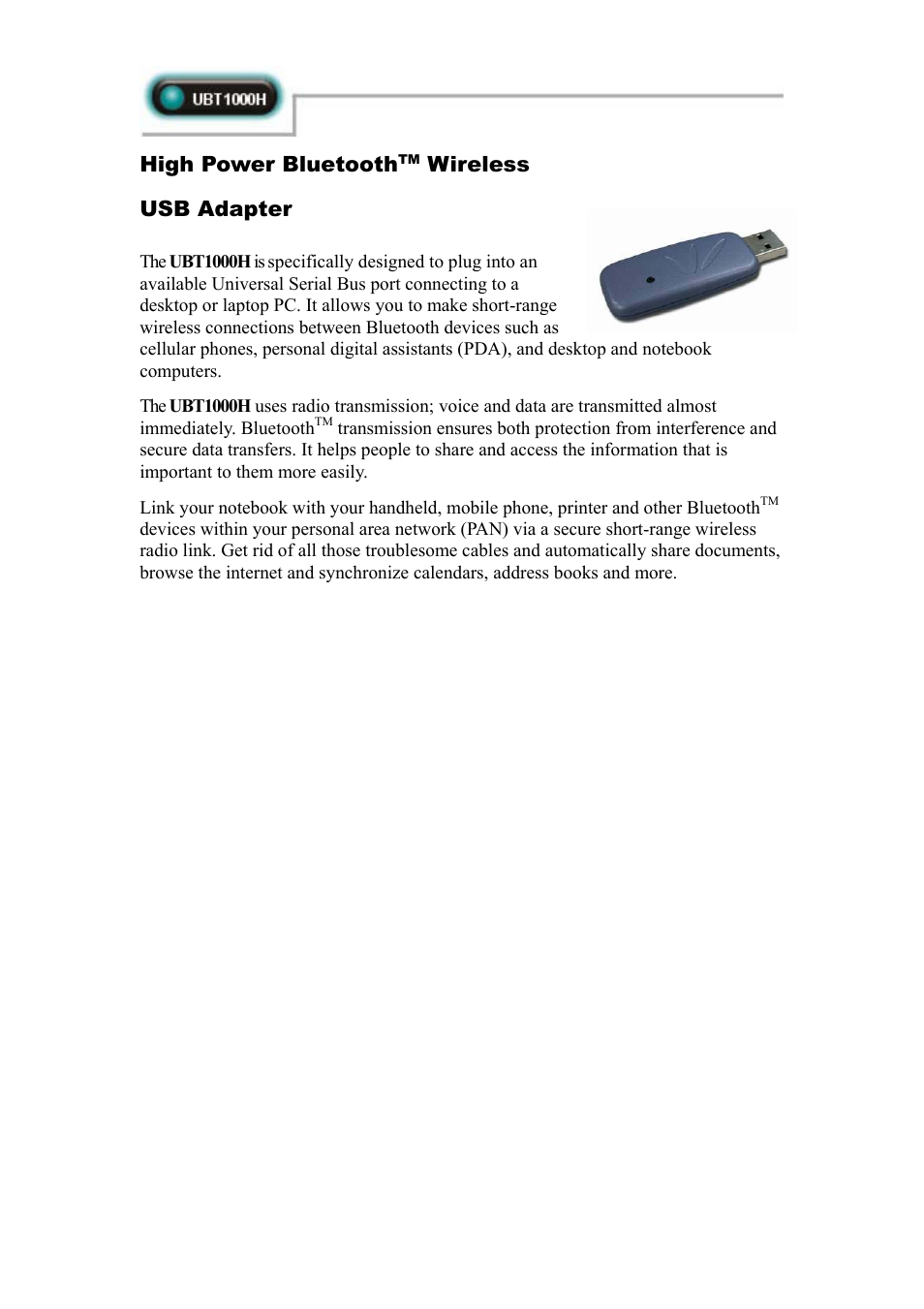 Abocom UBT1000H User Manual | 3 pages