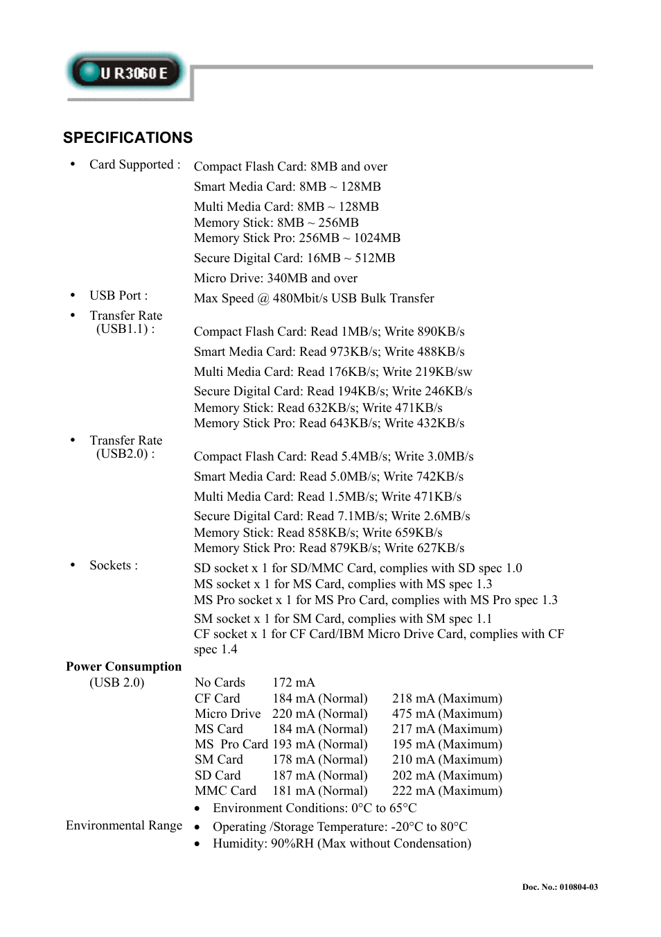 Specifications | Abocom UR3060E User Manual | Page 2 / 2