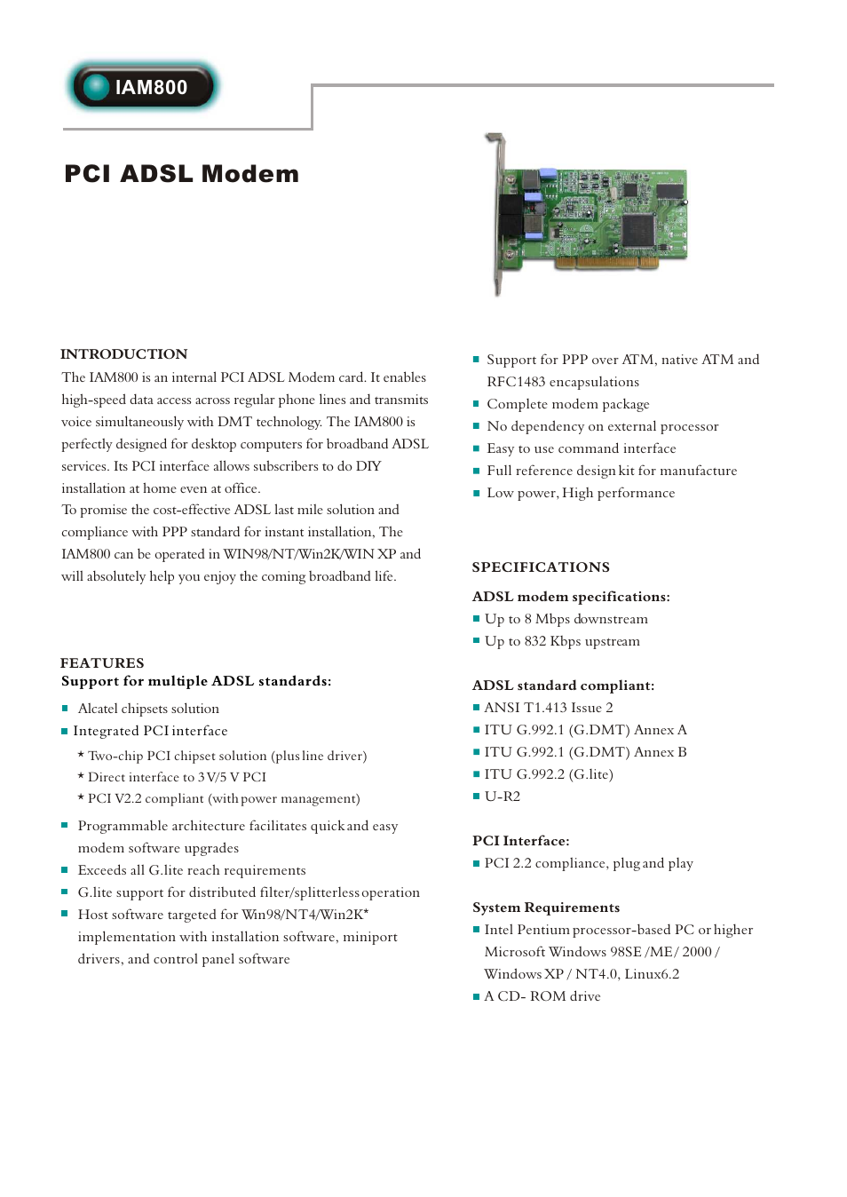 Abocom IAM800 User Manual | 1 page