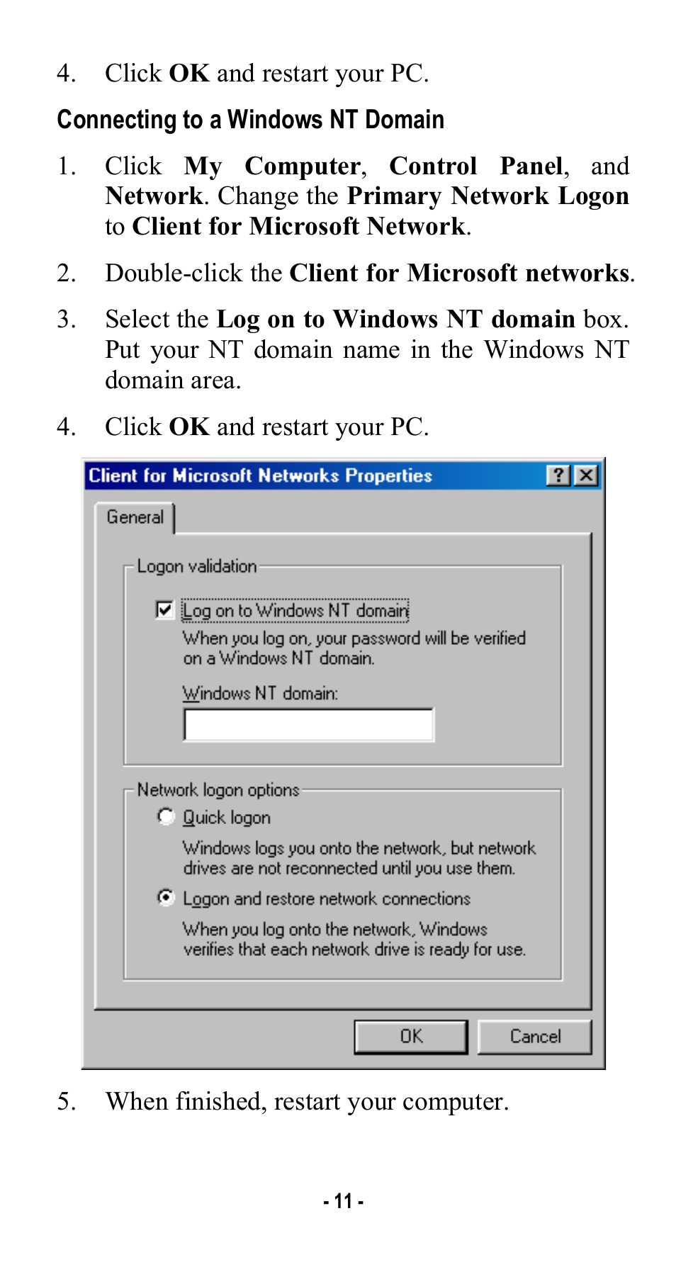 Connecting to a windows nt domain | Abocom USB Home PhoneLine 1Mbps Network Adapter User Manual | Page 14 / 17