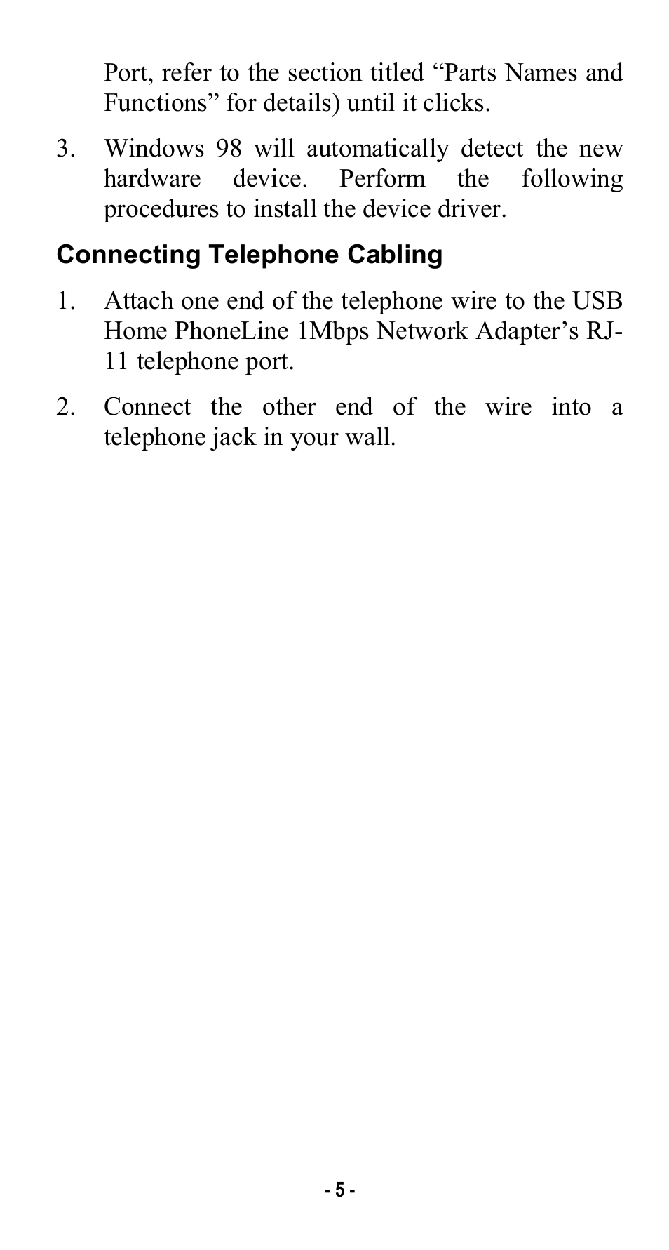 Connecting telephone cabling | Abocom USB Home PhoneLine 1Mbps Network Adapter User Manual | Page 8 / 17