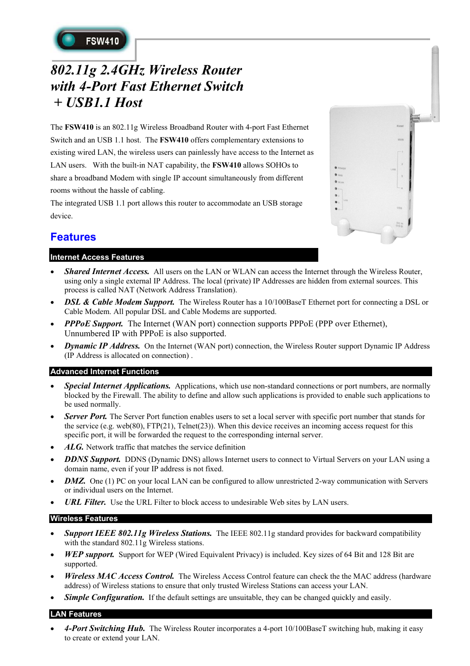 Abocom FSW410 User Manual | 2 pages