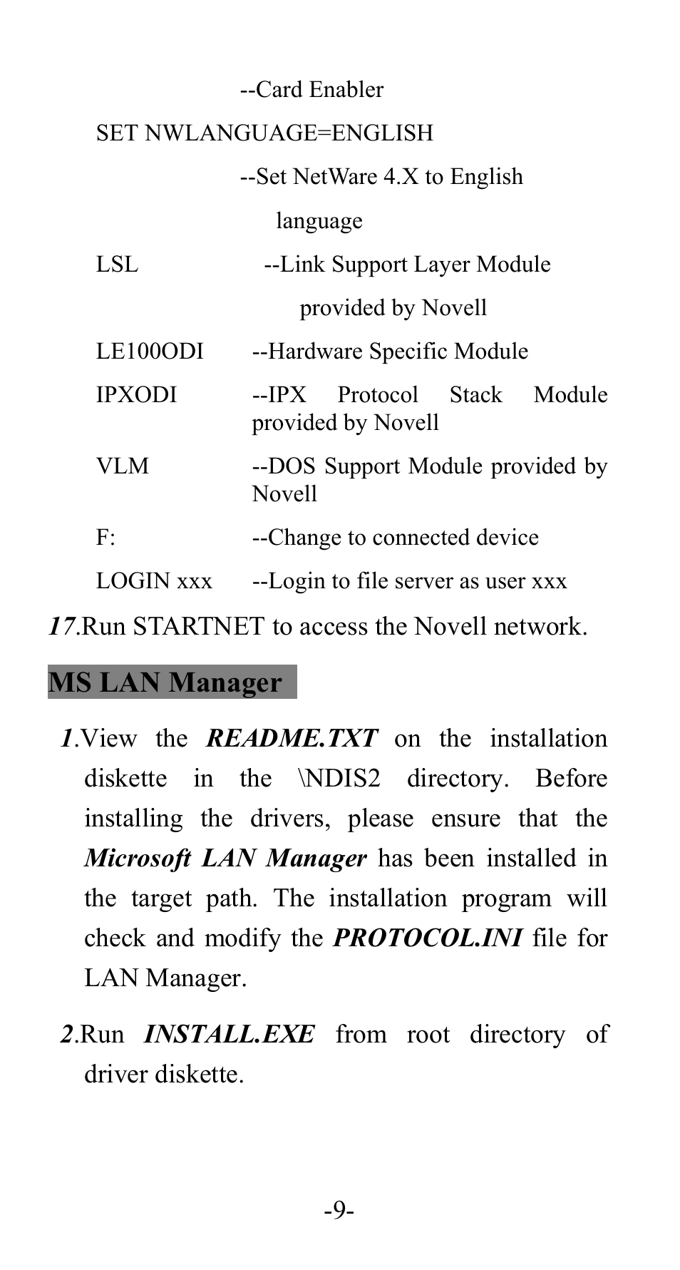 Ms lan manager | Abocom FE1000 User Manual | Page 10 / 20