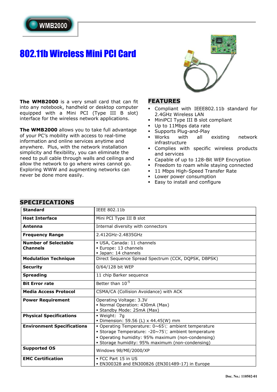 Abocom WMB2000 User Manual | 1 page